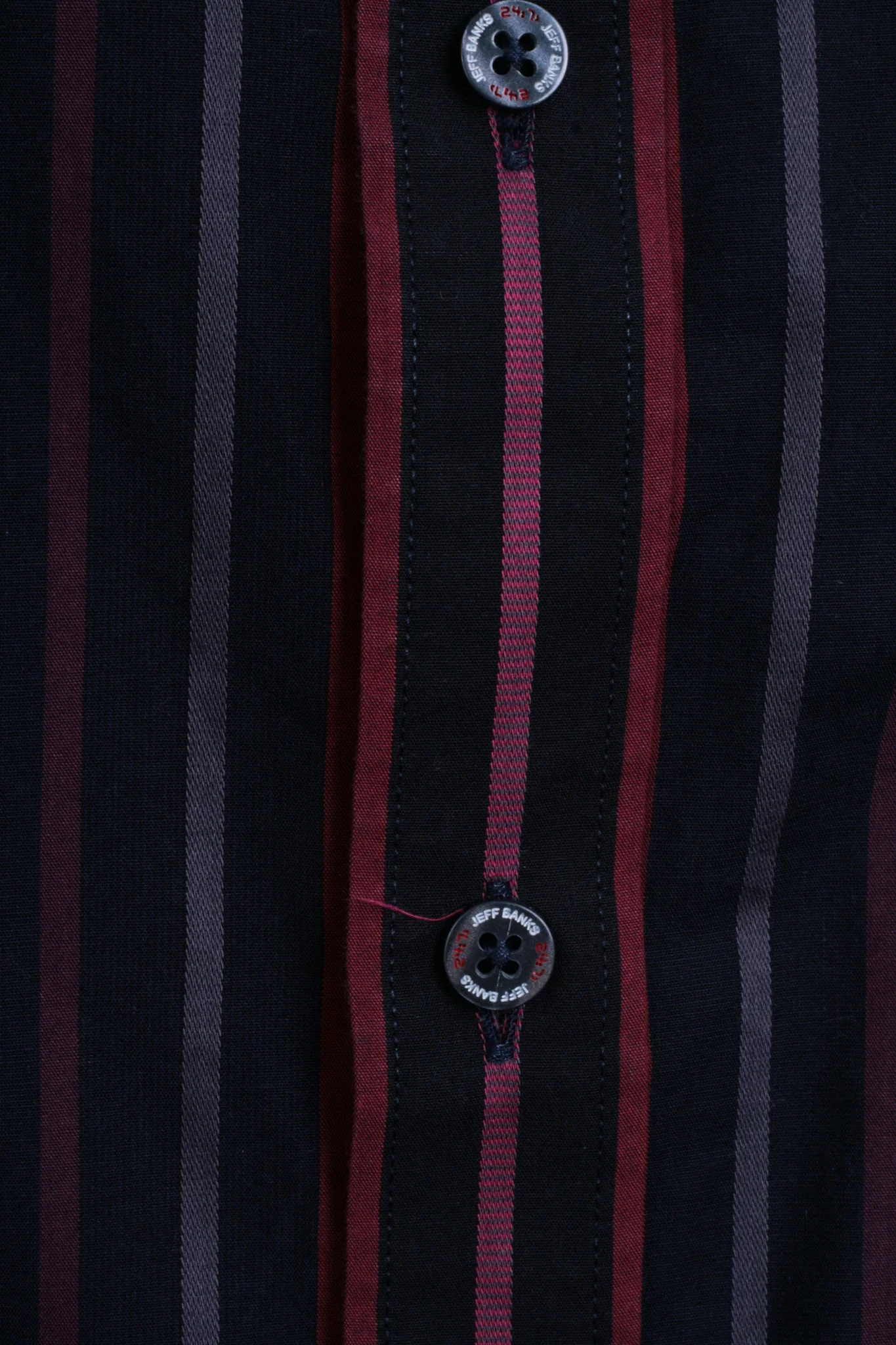 Jeff Banks Mens S Casual Shirt Striped Navy Cotton Classic Top - Image 3