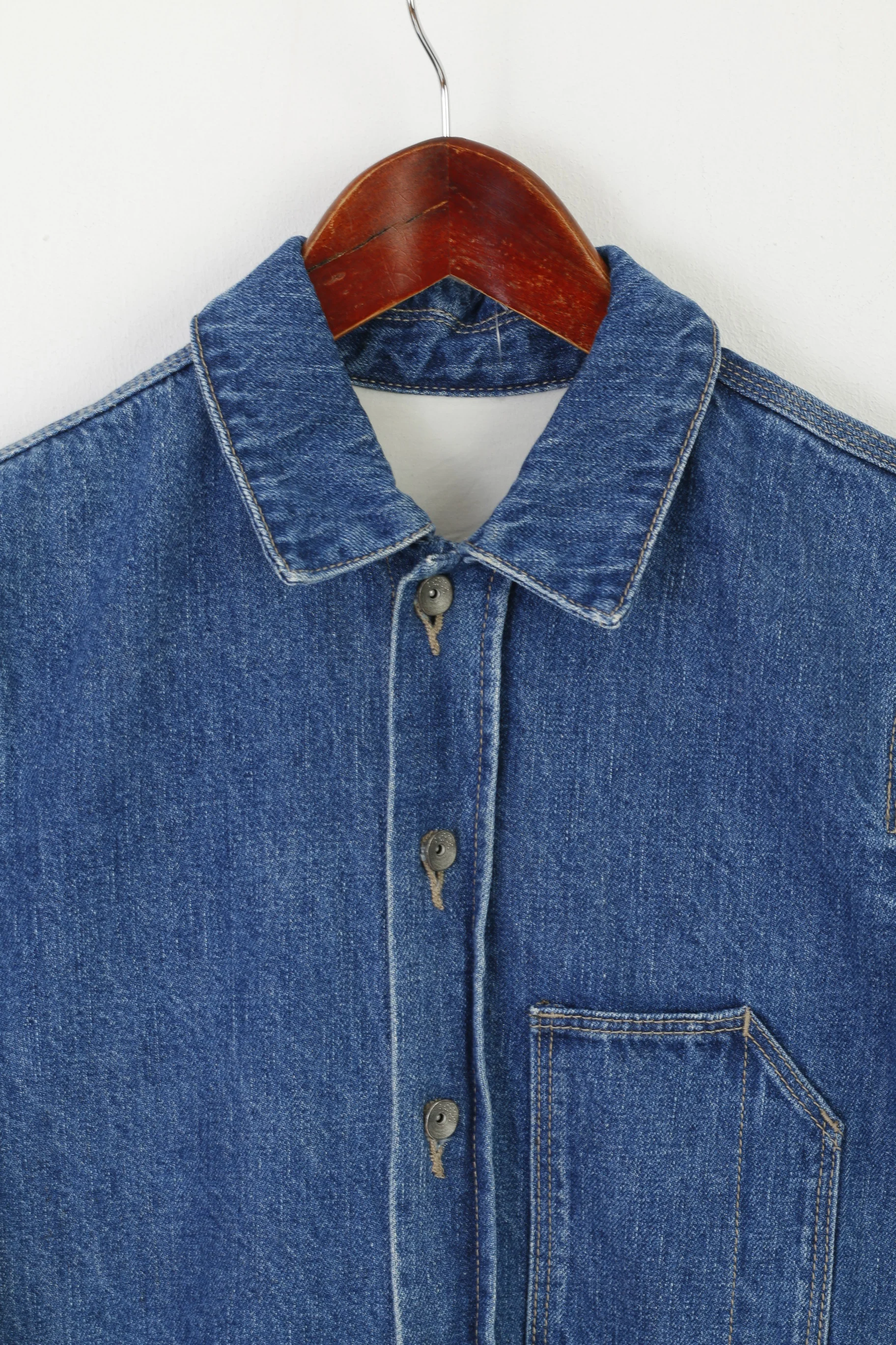 Jnby Women XS Dungarees Blue Denim Cotton Long Sleeve Button Up Overalls - Image 2