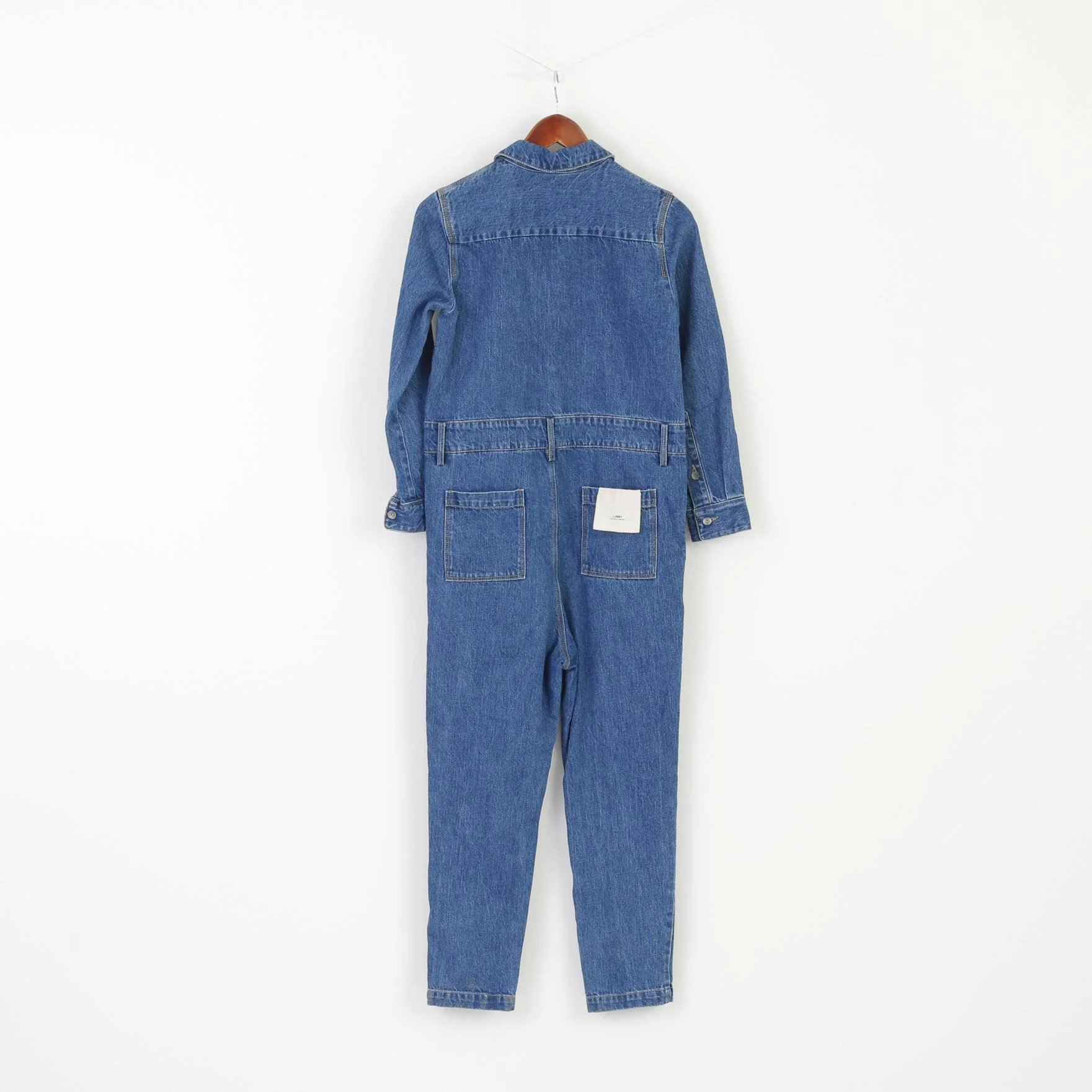 Jnby Women XS Dungarees Blue Denim Cotton Long Sleeve Button Up Overalls - Image 8