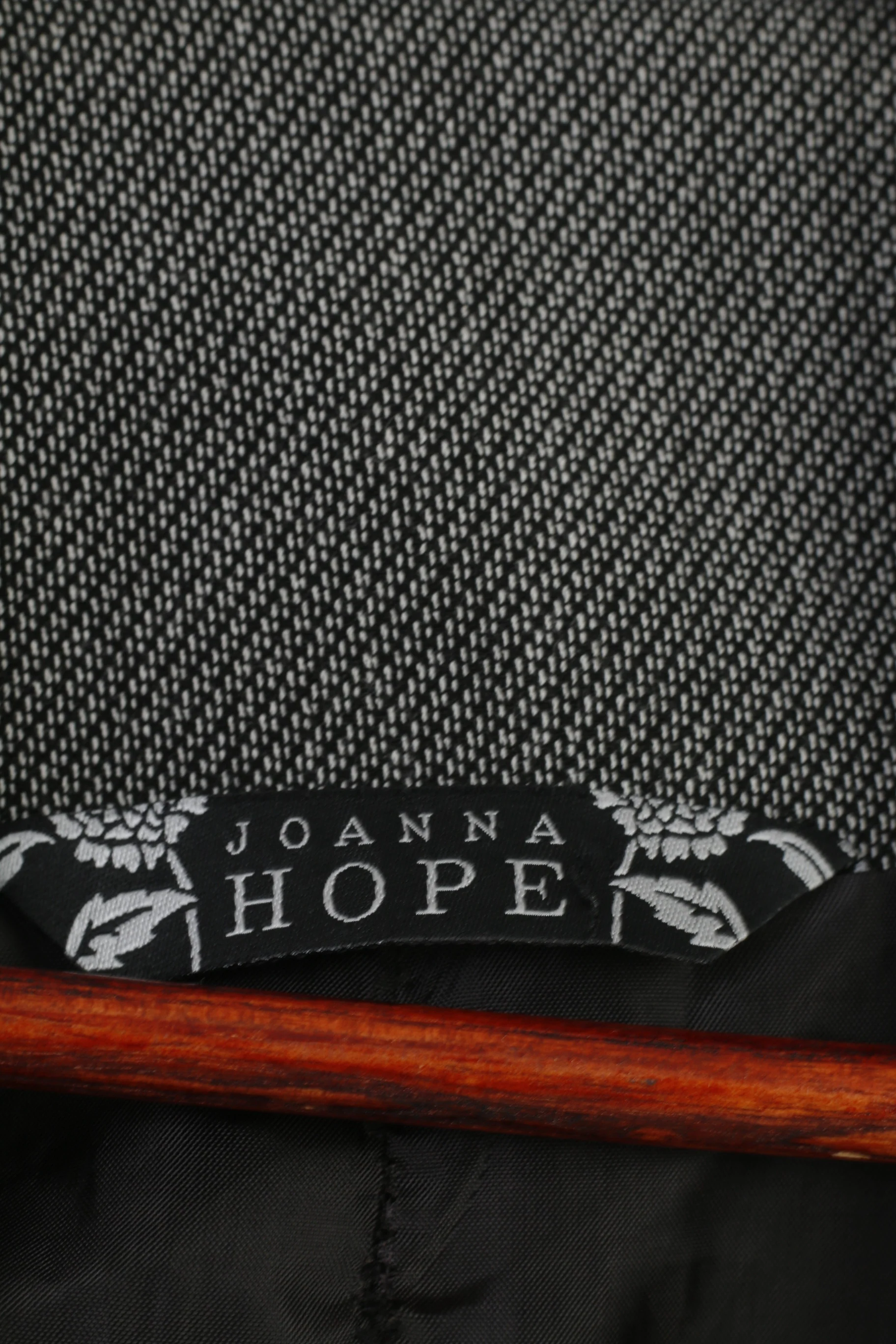Joanna Hope Woman 14 L Jacket Viscose Bottoms Collar Blazer Black Vintage Shoulder Pads Top - Image 5