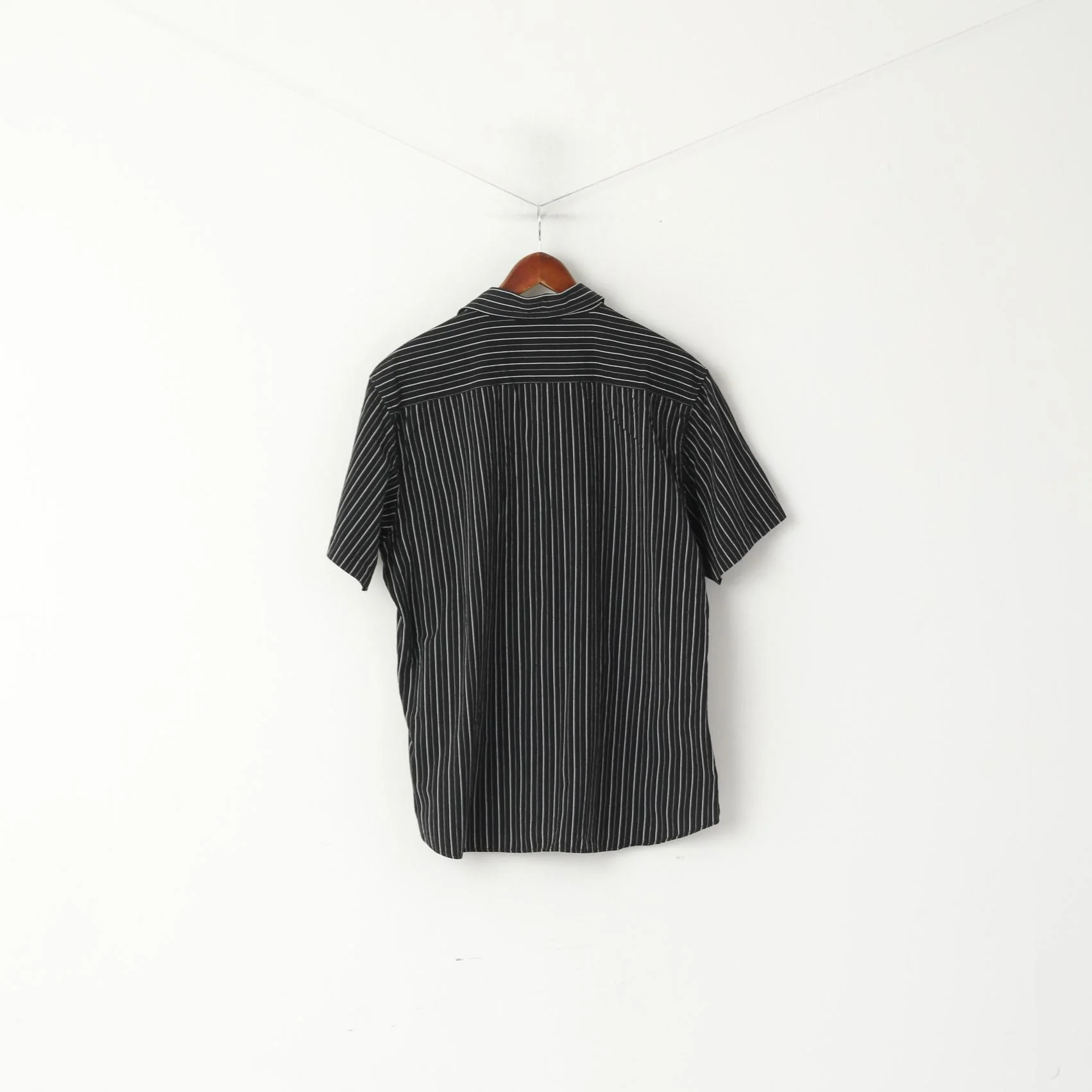 Joe Browns Men XL Casual Shirt Black Cotton Striped Embroidered Pocket Top - Image 7