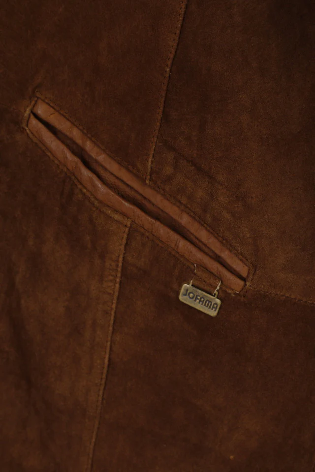 Jofama Women 40 M Leather Jacket Brown Suede Buttoned Classic Sweden Top - Image 5