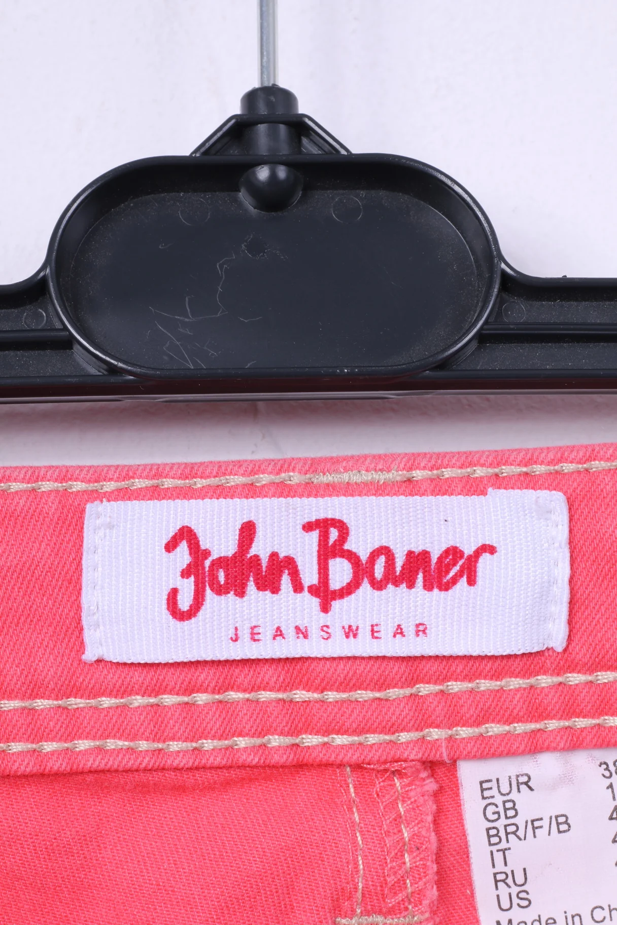 John Baner Jeanswear Womens 12 38 Trousers Pink Cotton Jeans Denim - Image 4
