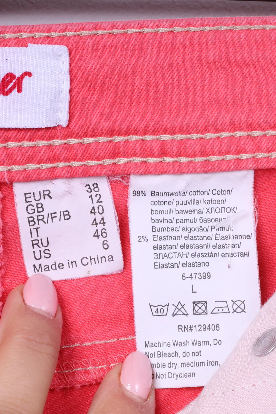 John Baner Jeanswear Womens 12 38 Trousers Pink Cotton Jeans Denim - Image 5