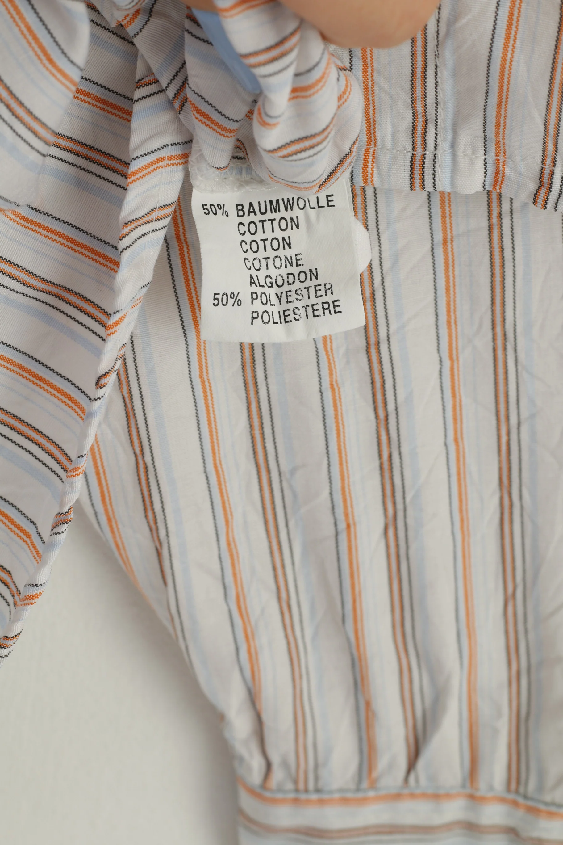 John Baner Men XL 41/42 Casual Shirt Striped Cotton Long Sleeve White Collar Vintage Top - Image 6
