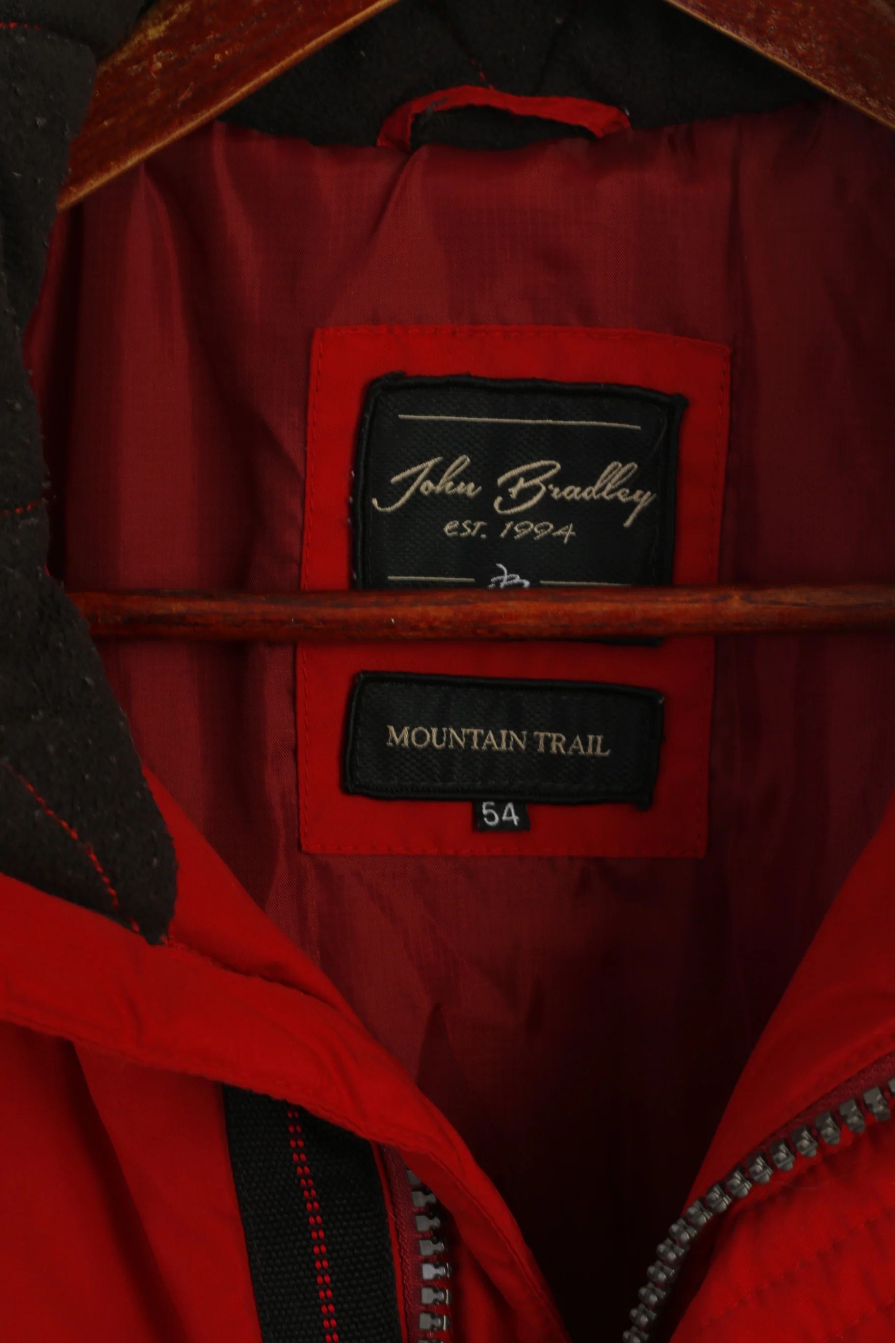 John Bradley Men 54 L Jacket Red Padded Mountain Trail Winter Zip Up Active Top - Image 5