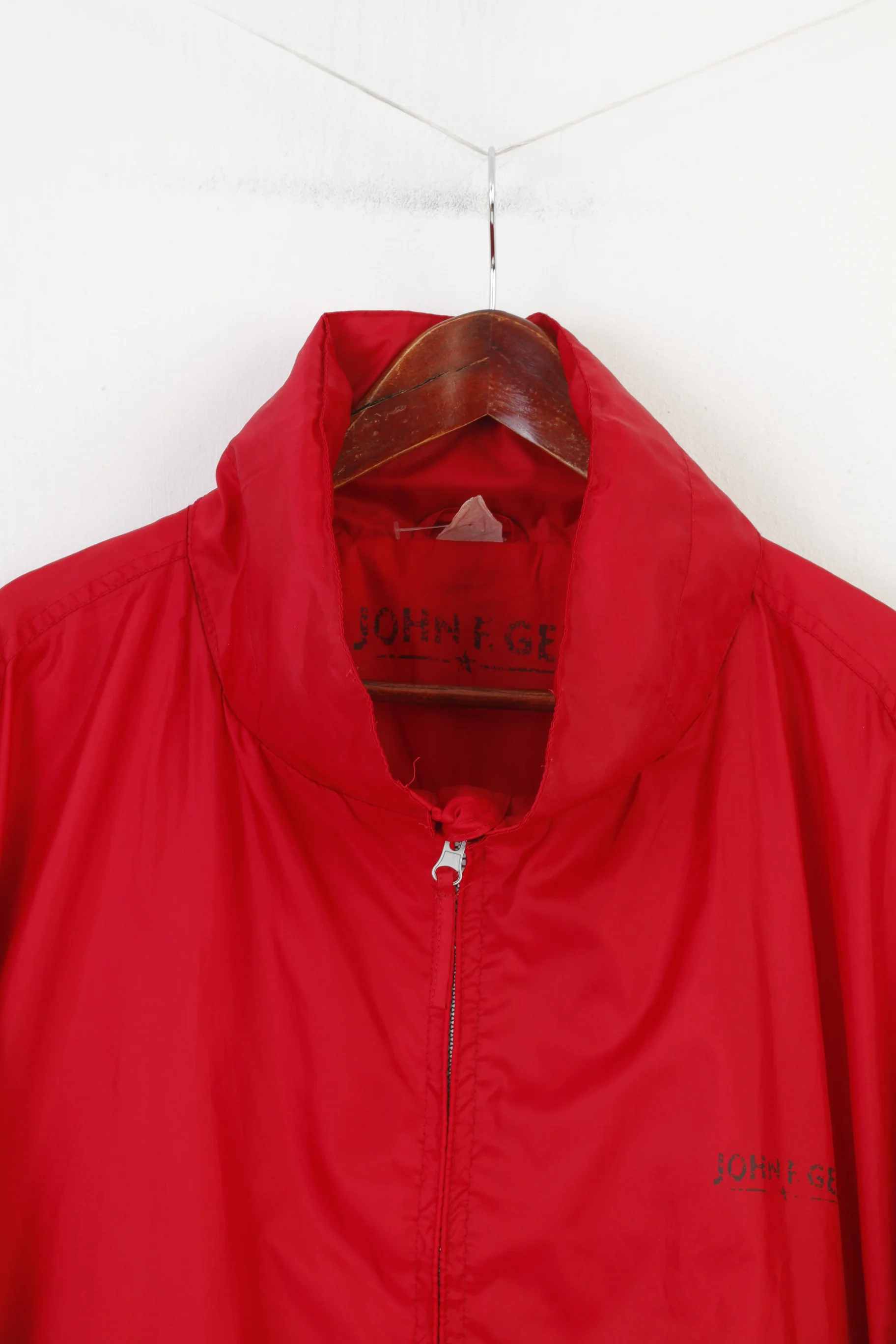 John F.Gee Men 3XL Jacket Red Full Zipper Hood Vintage Oldschool 90s Top - Image 2