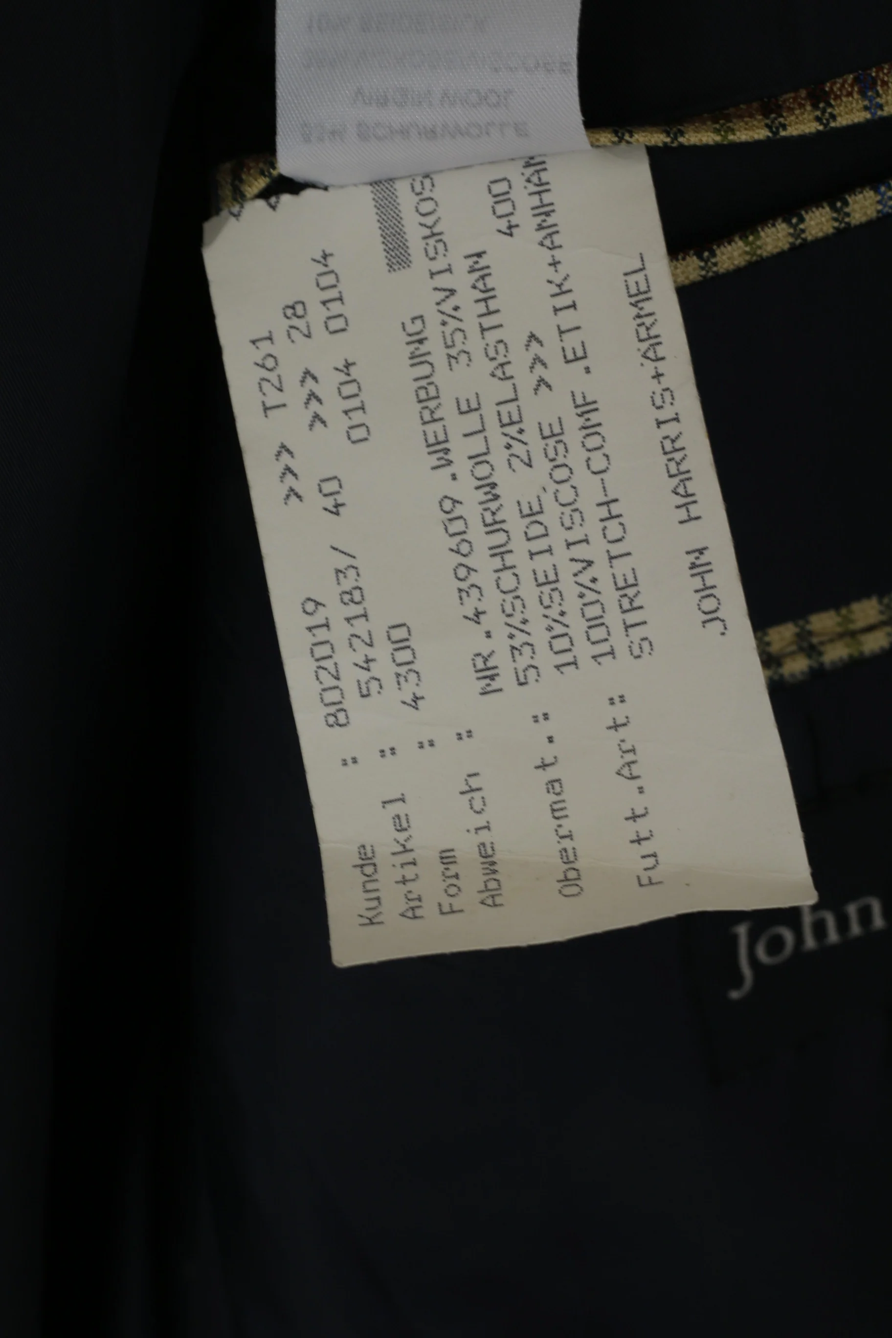 John Harris Men 28 46 Blazer Beige Checkered Wool Silk Vintage 90s Stretch Fit Jacket - Image 6