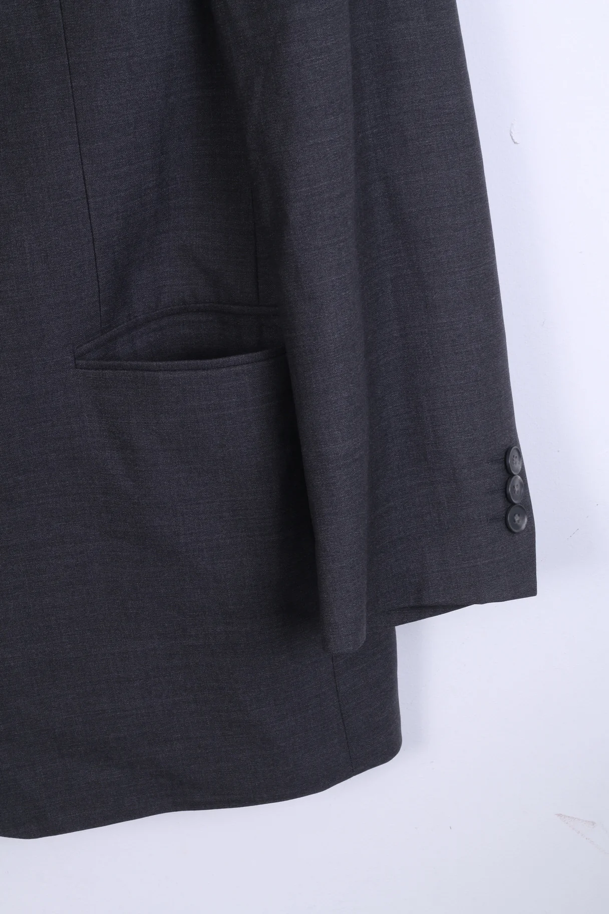 Jones Mens 44 XL Jacket Blazer Top Suit Grey Single Breasted Wool - Image 2