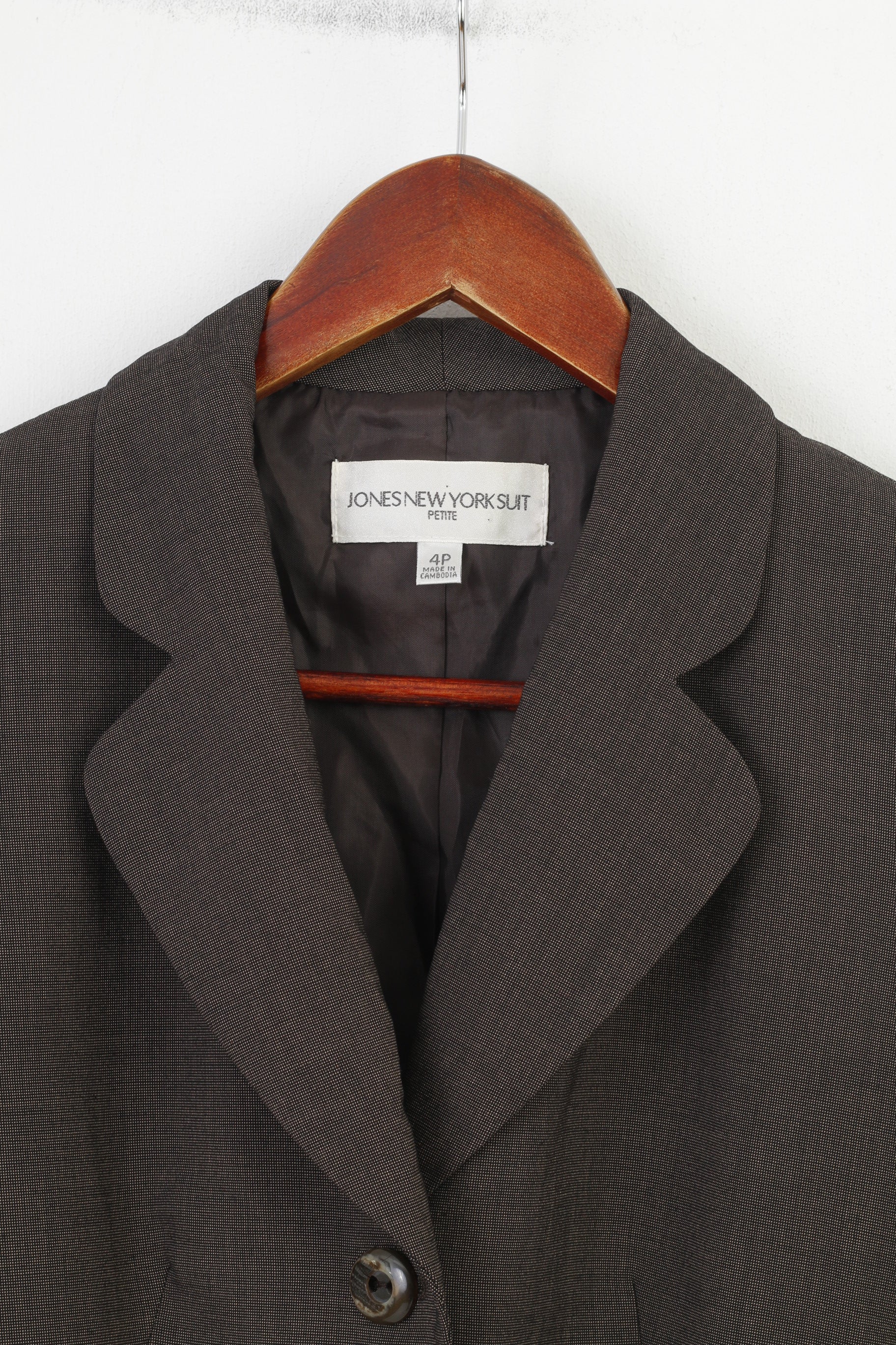 Jones New York Suit Woman 4 Jacket Brown Brasted Collar Petite Vintage Bottoms Blazer Top - Image 2