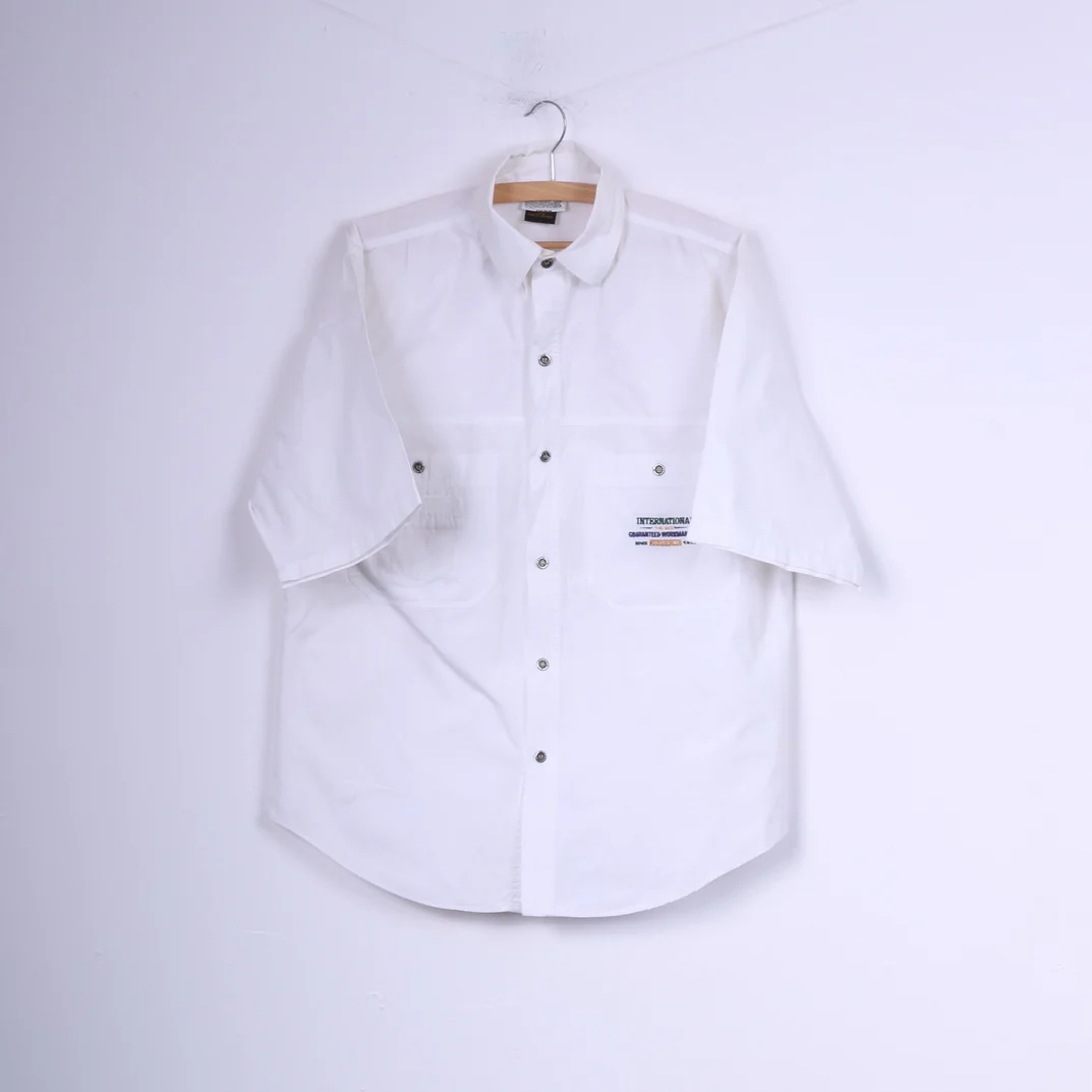 Jordache Jeanswear Mens S Casual Shirt White Short Sleeve Top Vintage