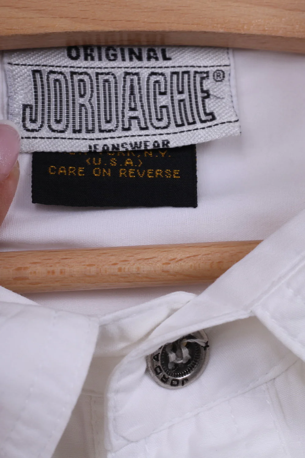 Jordache Jeanswear Mens S Casual Shirt White Short Sleeve Top Vintage - Image 4