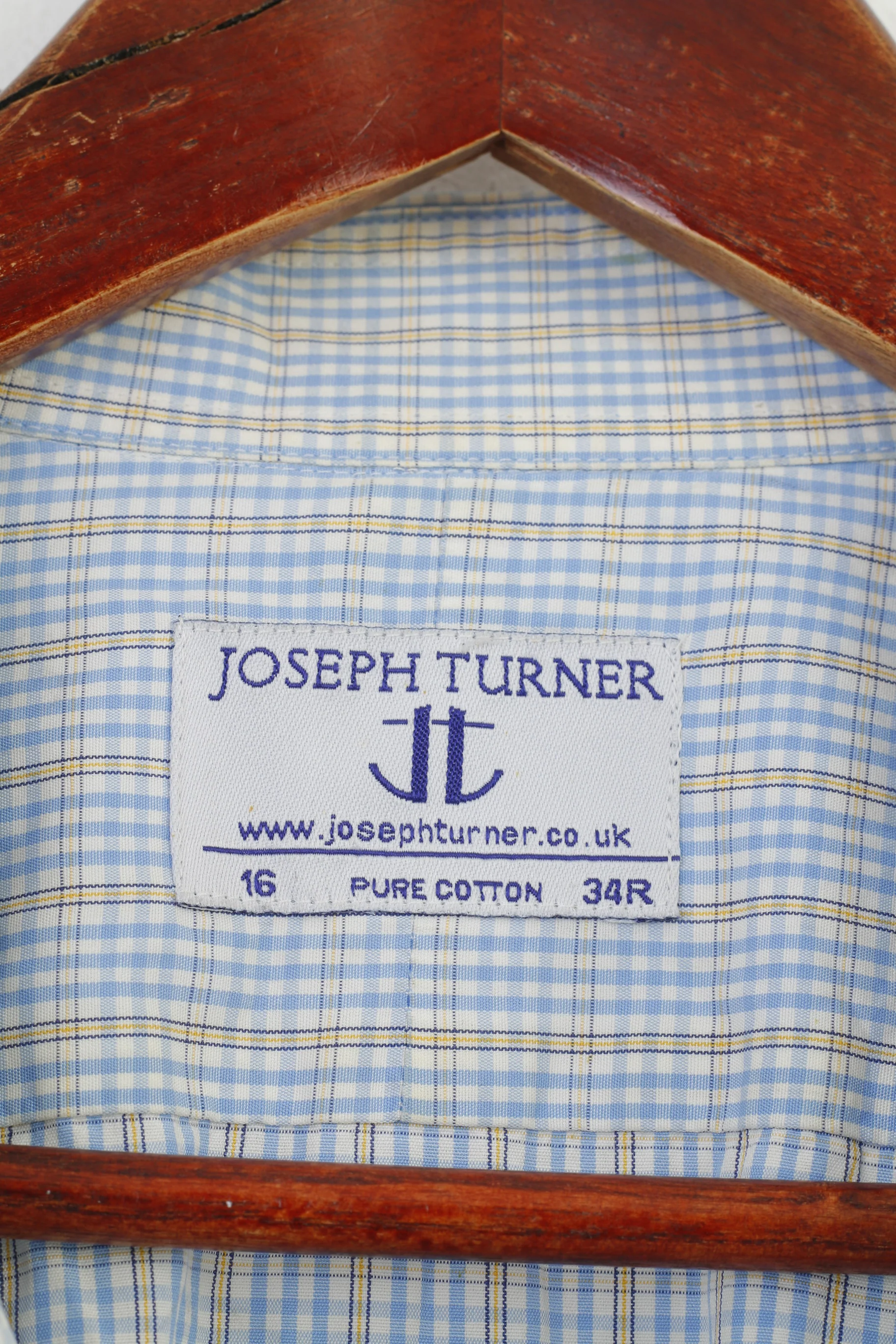 Joseph Turner Men 34 16 Casual Shirt Cotton Cuffs Long Sleeve Collar Checkered Classic Top - Image 4