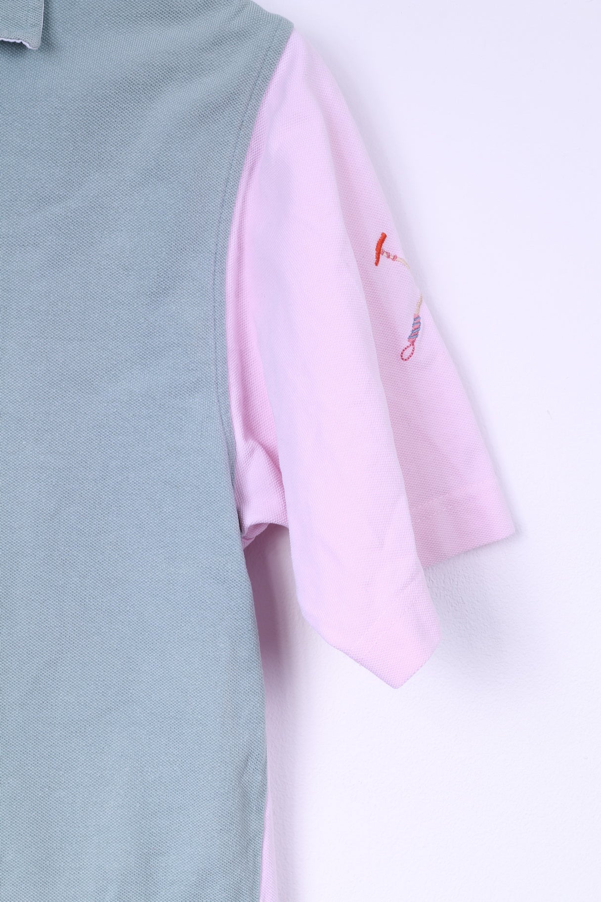 Joules Clothing Men S Polo Shirt Green Pink Cotton Vintage Buttons Detailed #3 Top - Image 3