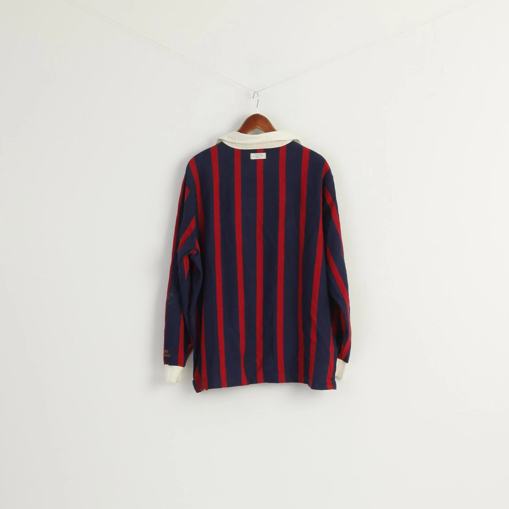 JOULES Men XL Polo Shirt Navy Striped England Rugby Club Long Sleeve Top - Image 7