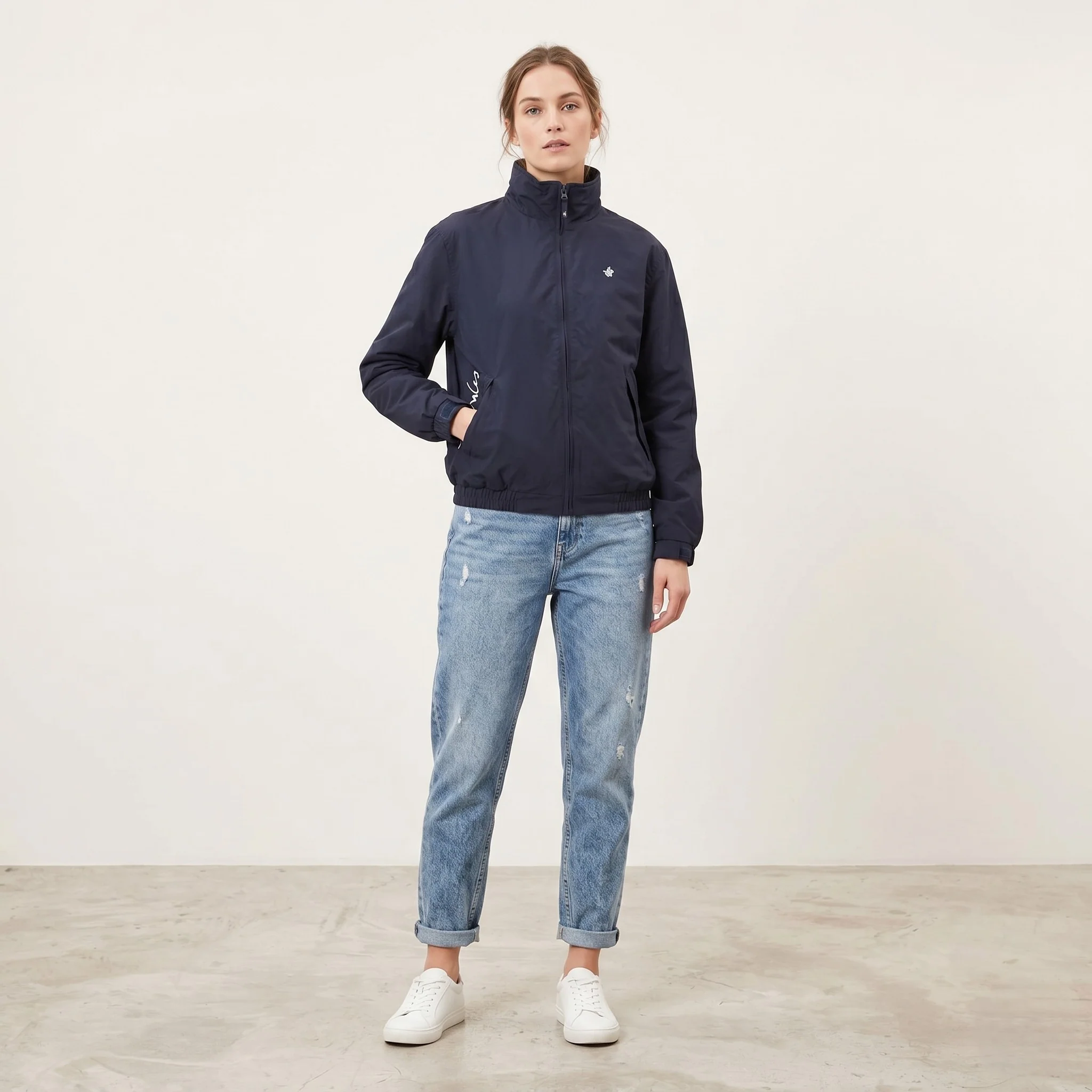 Joules Women 10 S Jacket Navy Blue Full Zipper Polo England Classic Top