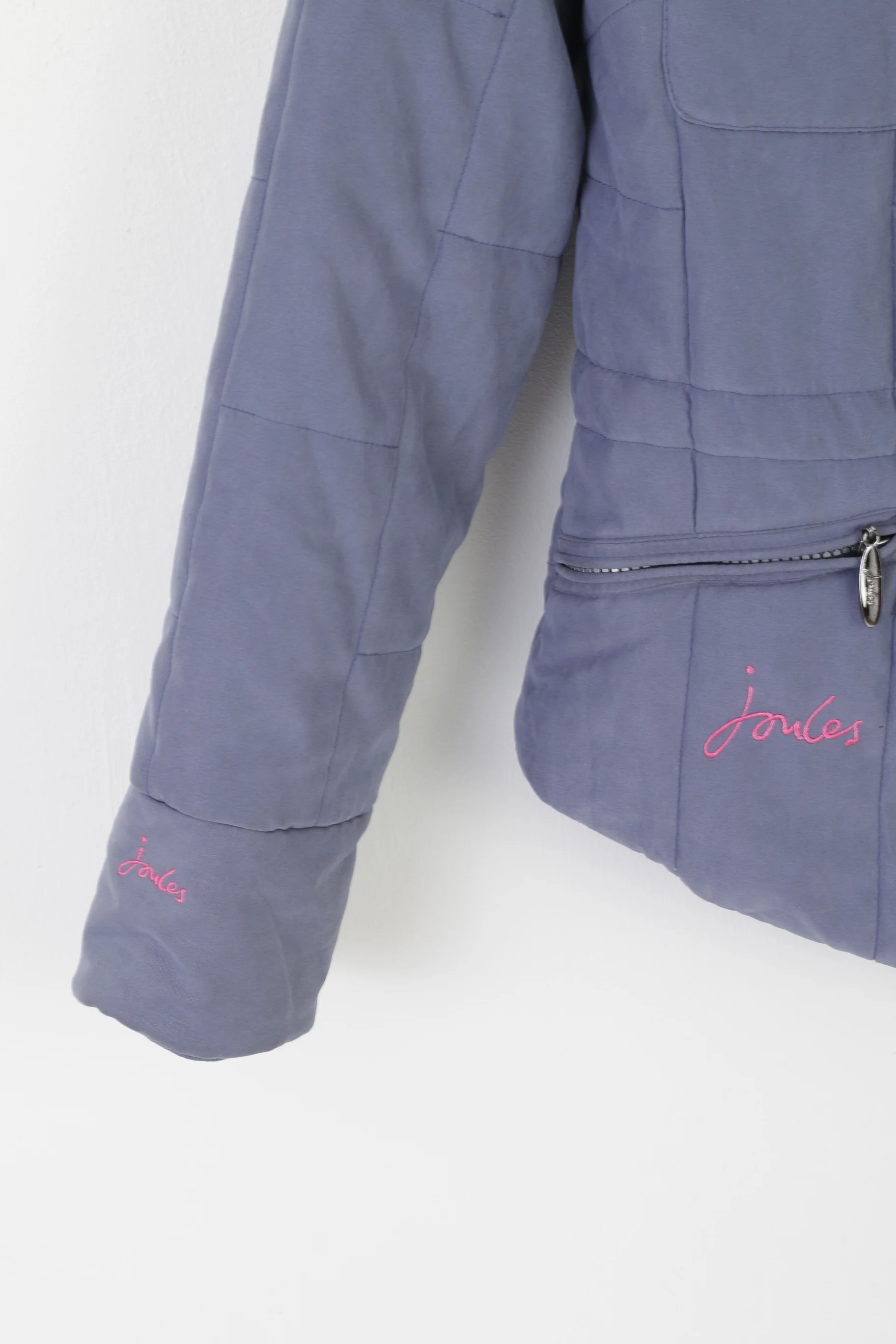 Joules Women 10 S Jacket Violet Padded Full Zipper Multi Pocket Classic Top - Image 3