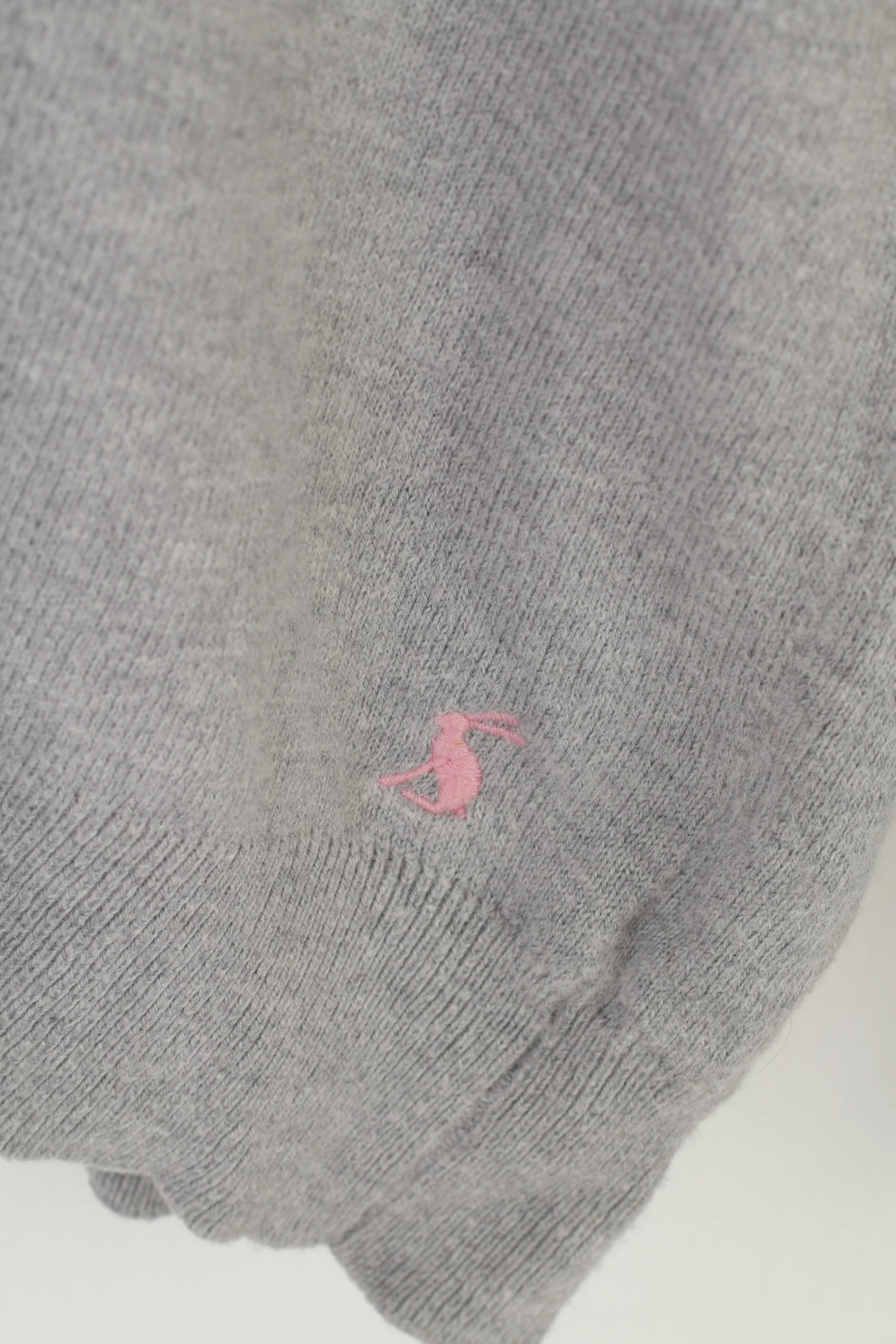 Joules Women L Jumper Gray Cotton Blend Vintage Knitwear V Neck Sweater - Image 4