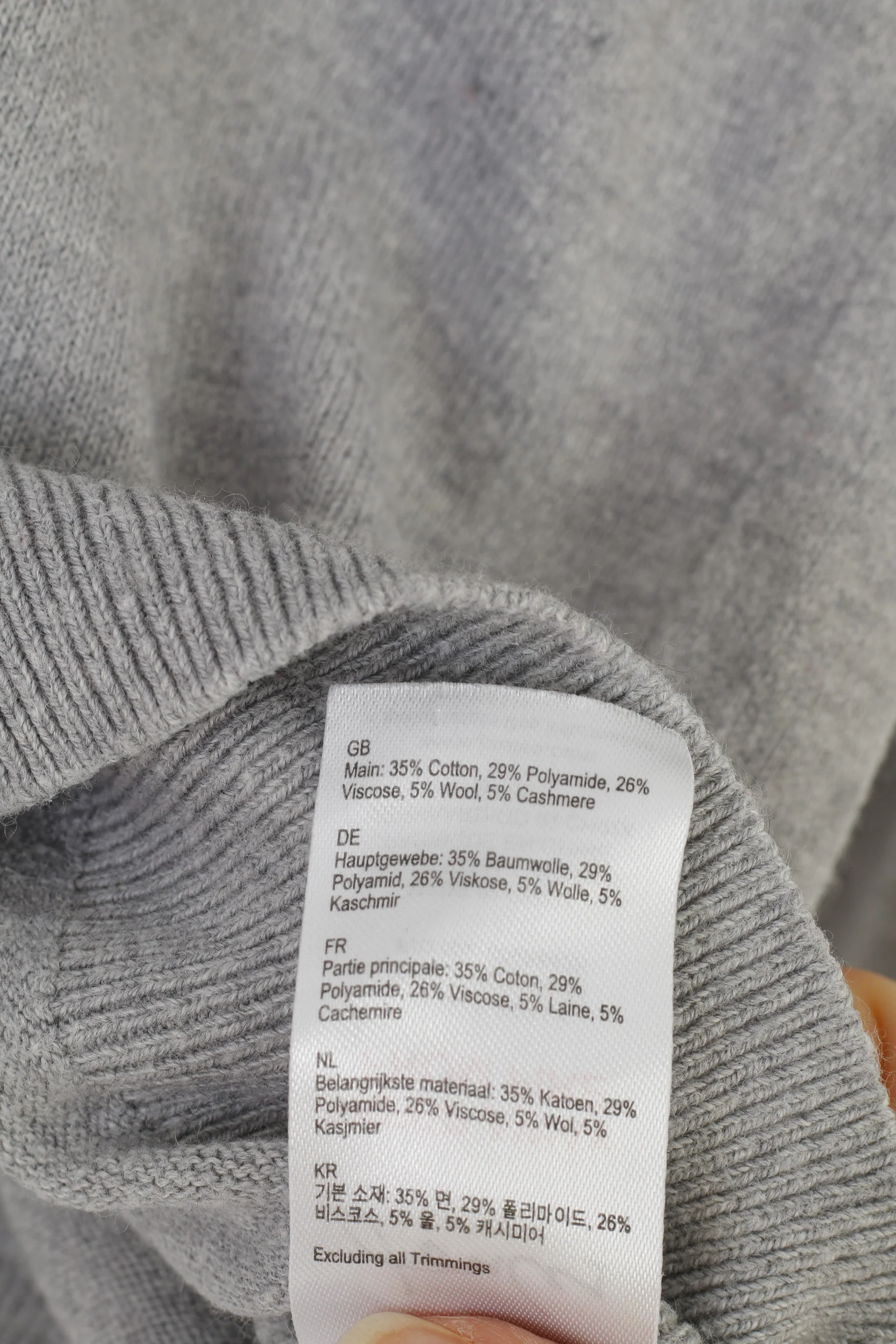 Joules Women L Jumper Gray Cotton Blend Vintage Knitwear V Neck Sweater - Image 6