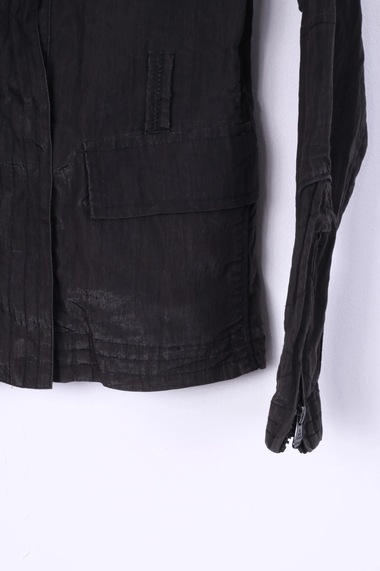 Joyxtin Womens S Lightweight Jacket Black Full Zipper Stand Up Collar Cotton Nylon - Image 3