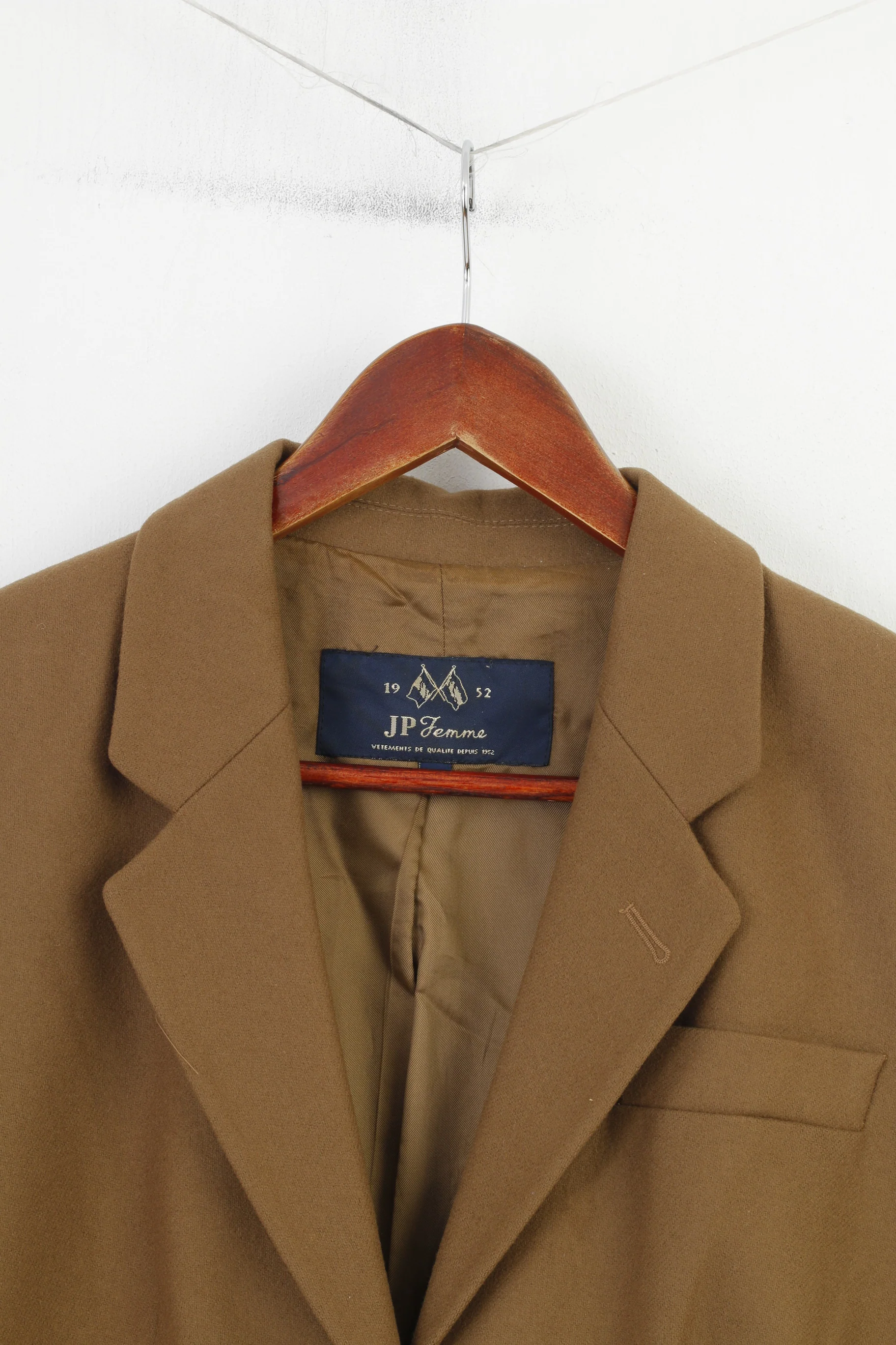 JP Femme Women M Blazer Single Breasted Wool Khaki Vintage Bottoms 1952 Jacket - Image 2