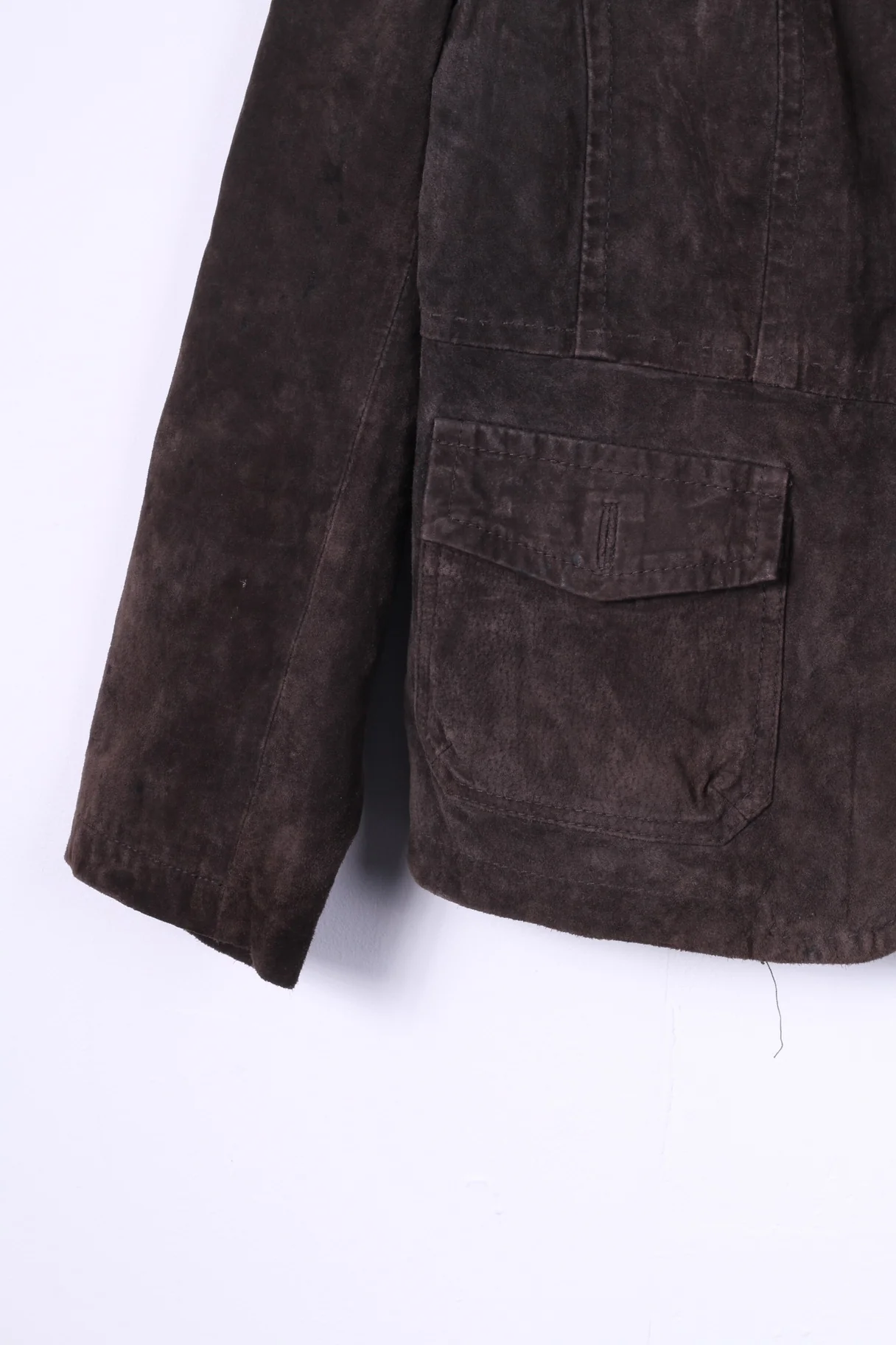 Julia S.Roma Womens 20 2XL Leather Jacket Blazer Suede Brown Single Breasted Jacket - Image 3