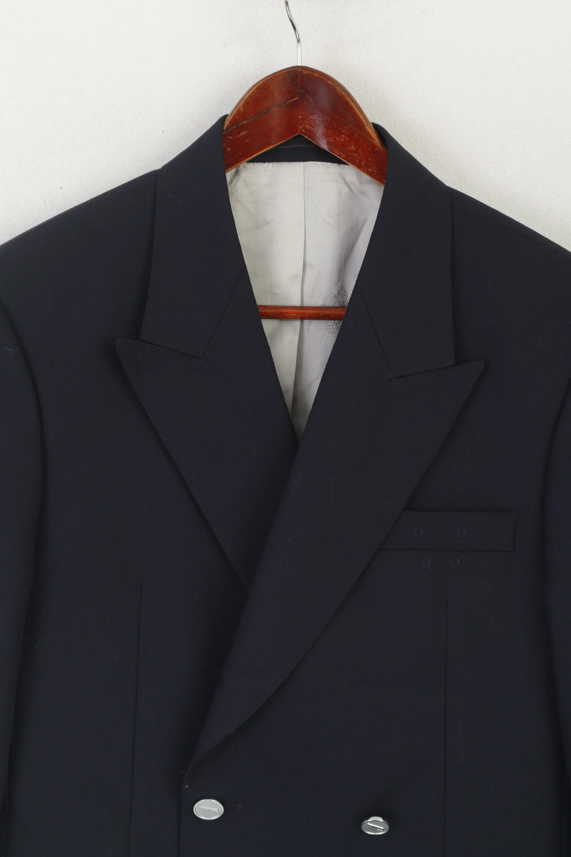 Julien Mac donald Men 34 Short Blazer Navy Wool Marine Double Breasted Jacket - Image 2