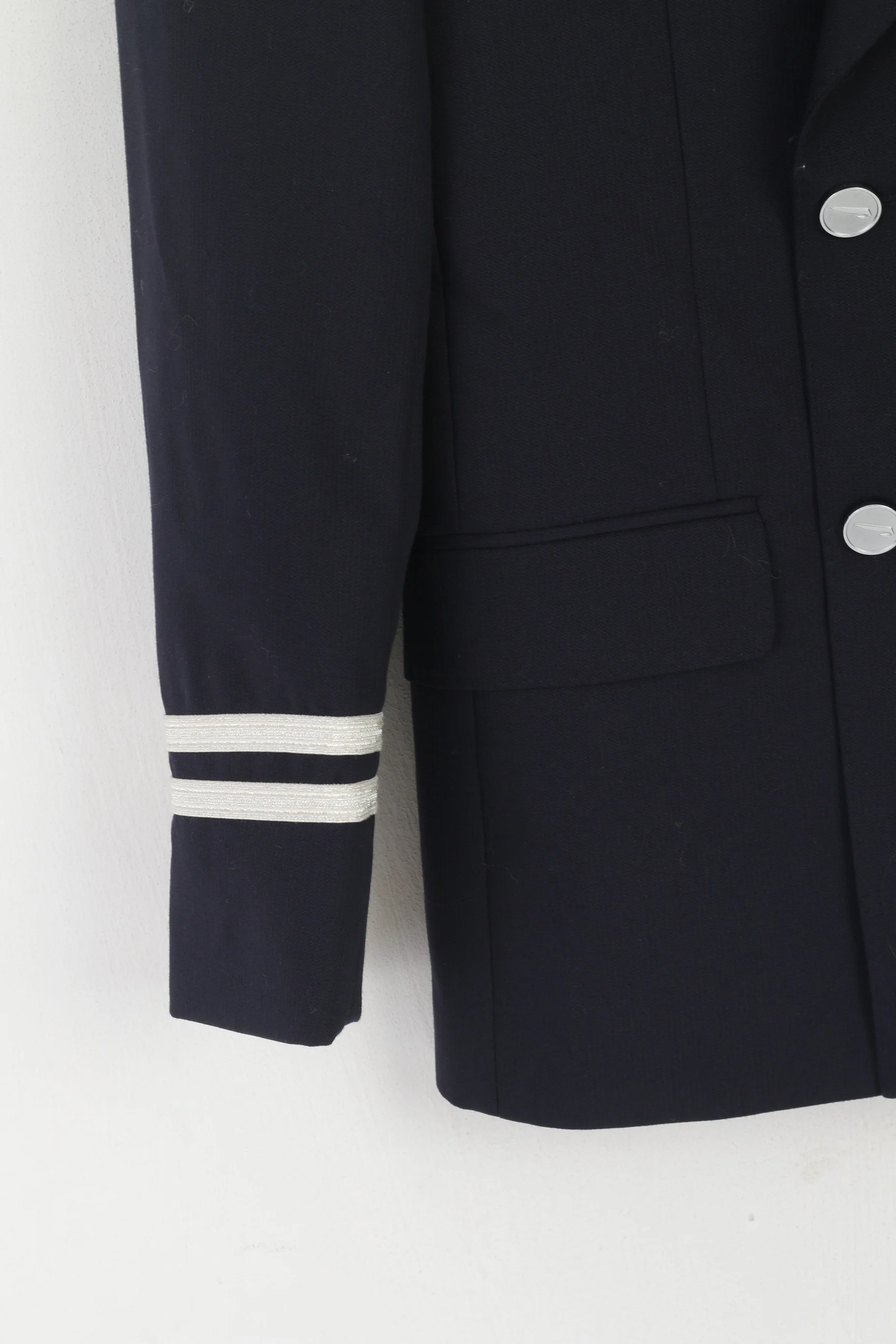 Julien Mac donald Men 34 Short Blazer Navy Wool Marine Double Breasted Jacket - Image 3