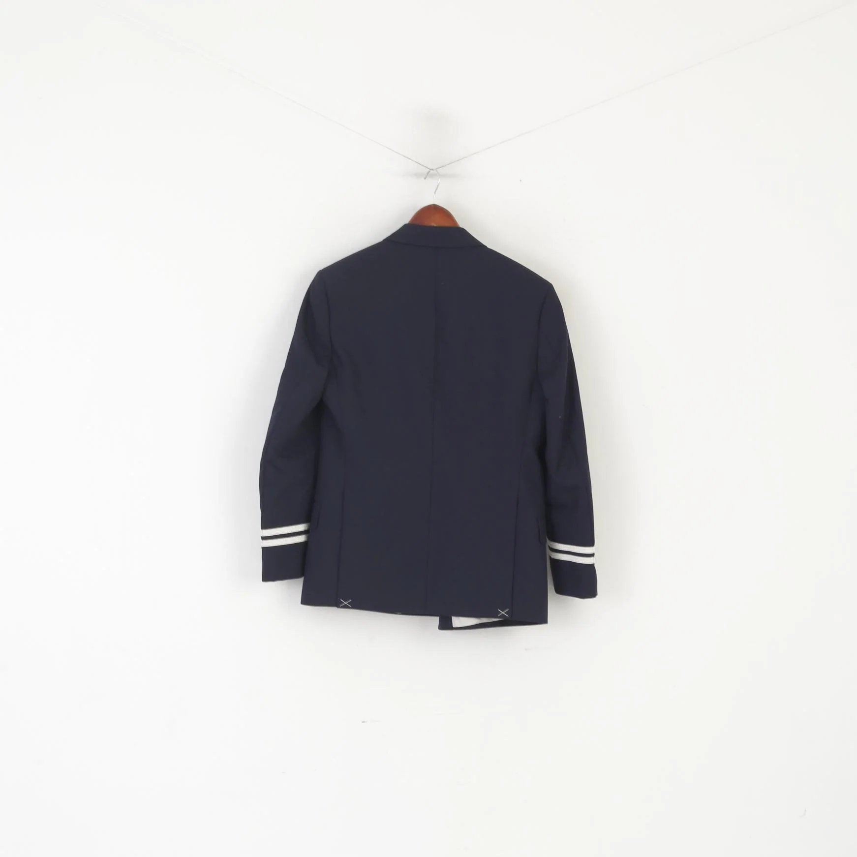 Julien Mac donald Men 34 Short Blazer Navy Wool Marine Double Breasted Jacket - Image 6