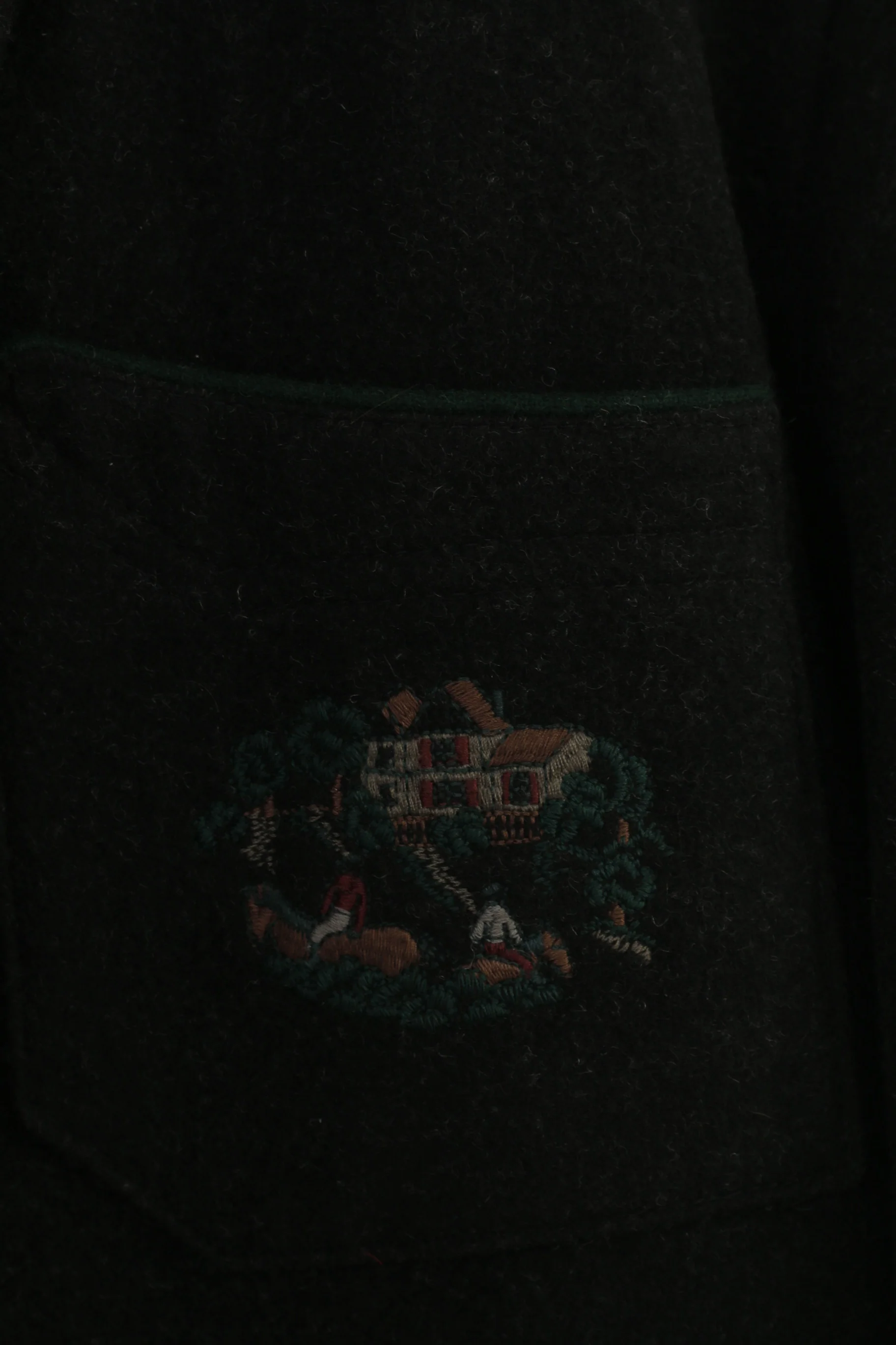 Julius Lang Men 28 58 Blazer Charcoal Bottoms Wool Embroidered Vintage Tiroler Loden Jacket - Image 4