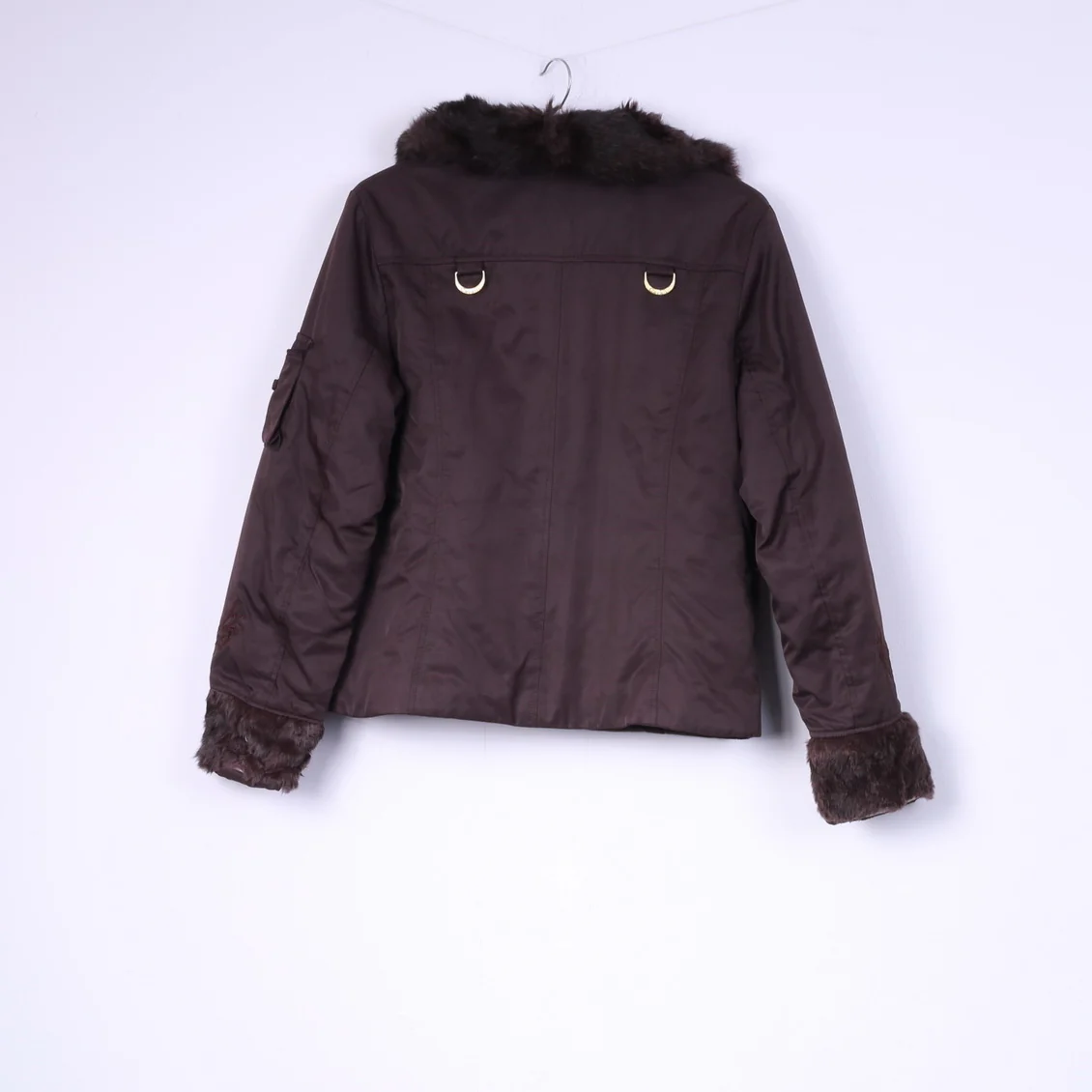 Just Cavalli Women S/M Jacket Brown Snaps Cotton Italy Collared Cropped Top - Image 8