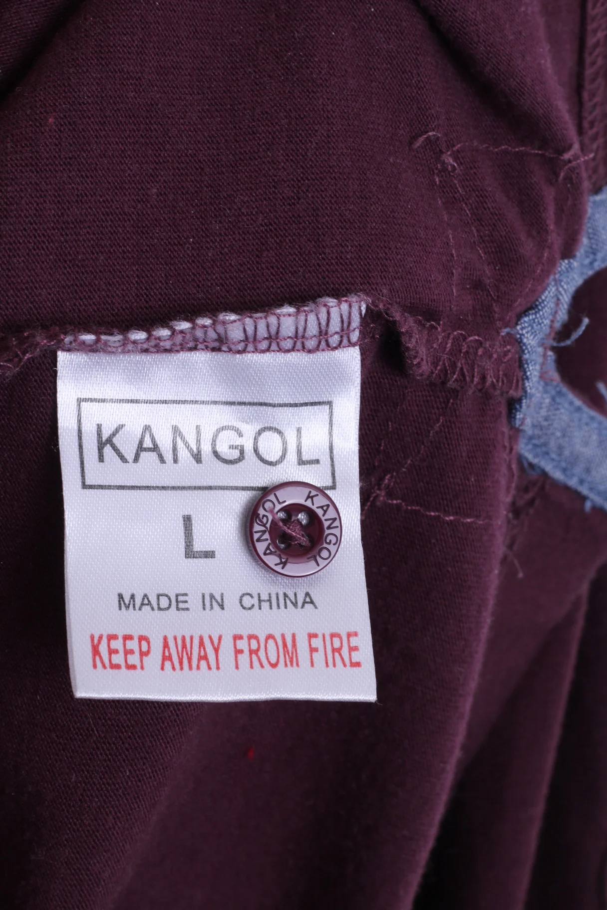 KANGOL Mens L Polo Shirt Long Sleeve Cotton Maroon Sport - Image 5