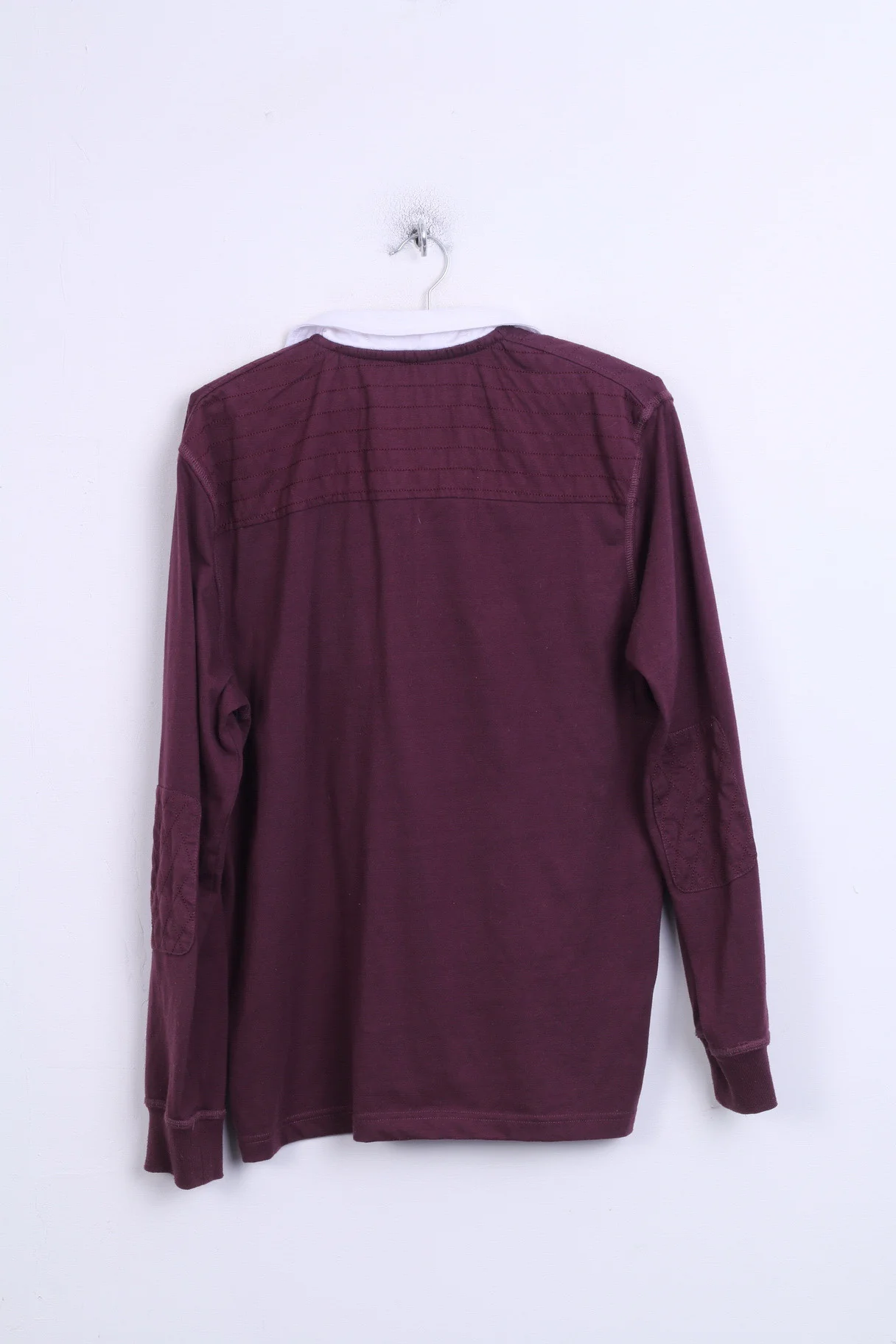 KANGOL Mens L Polo Shirt Long Sleeve Cotton Maroon Sport - Image 6