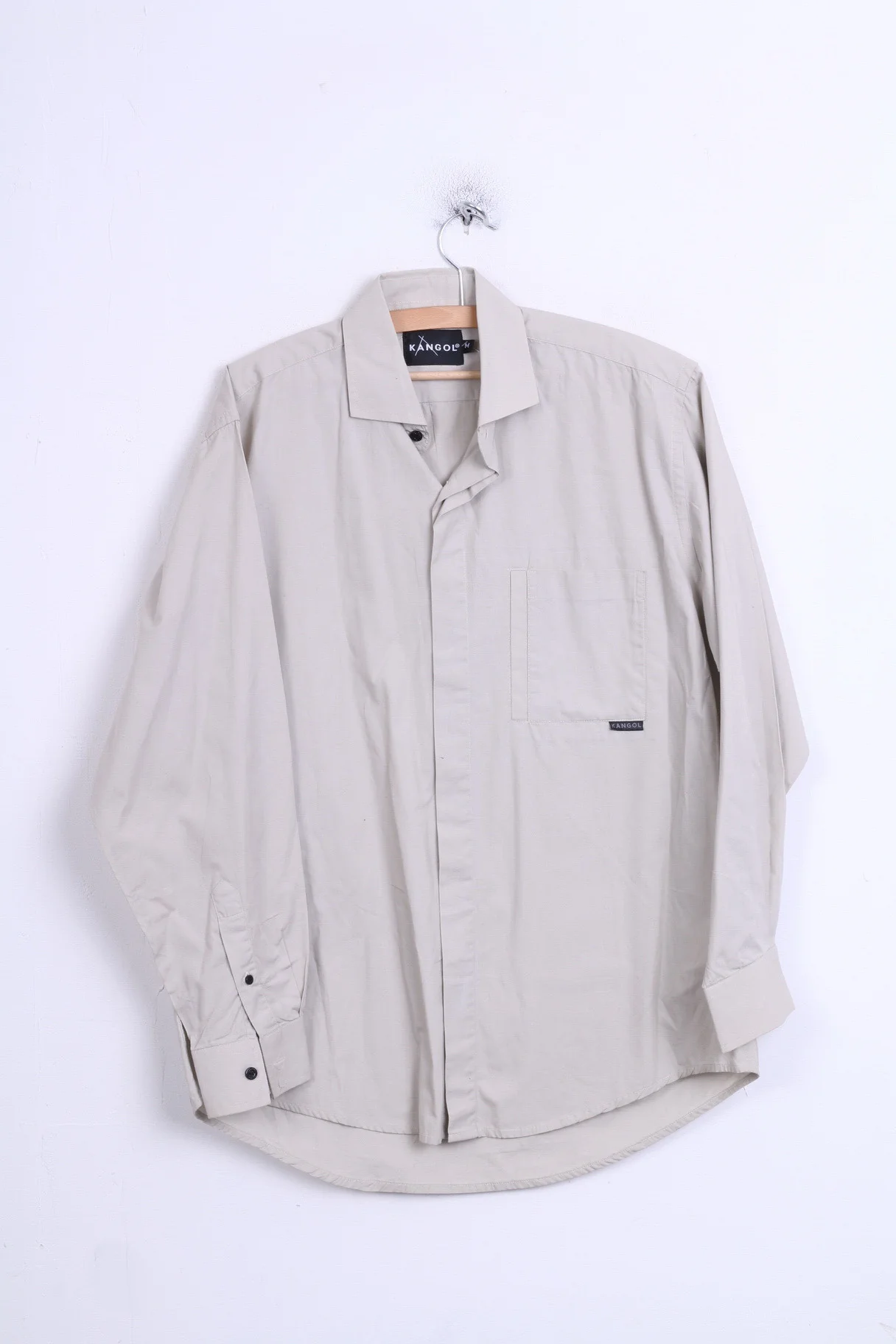 KANGOL Mens M Casual Shirt Light Grey Cotton Standard Collar