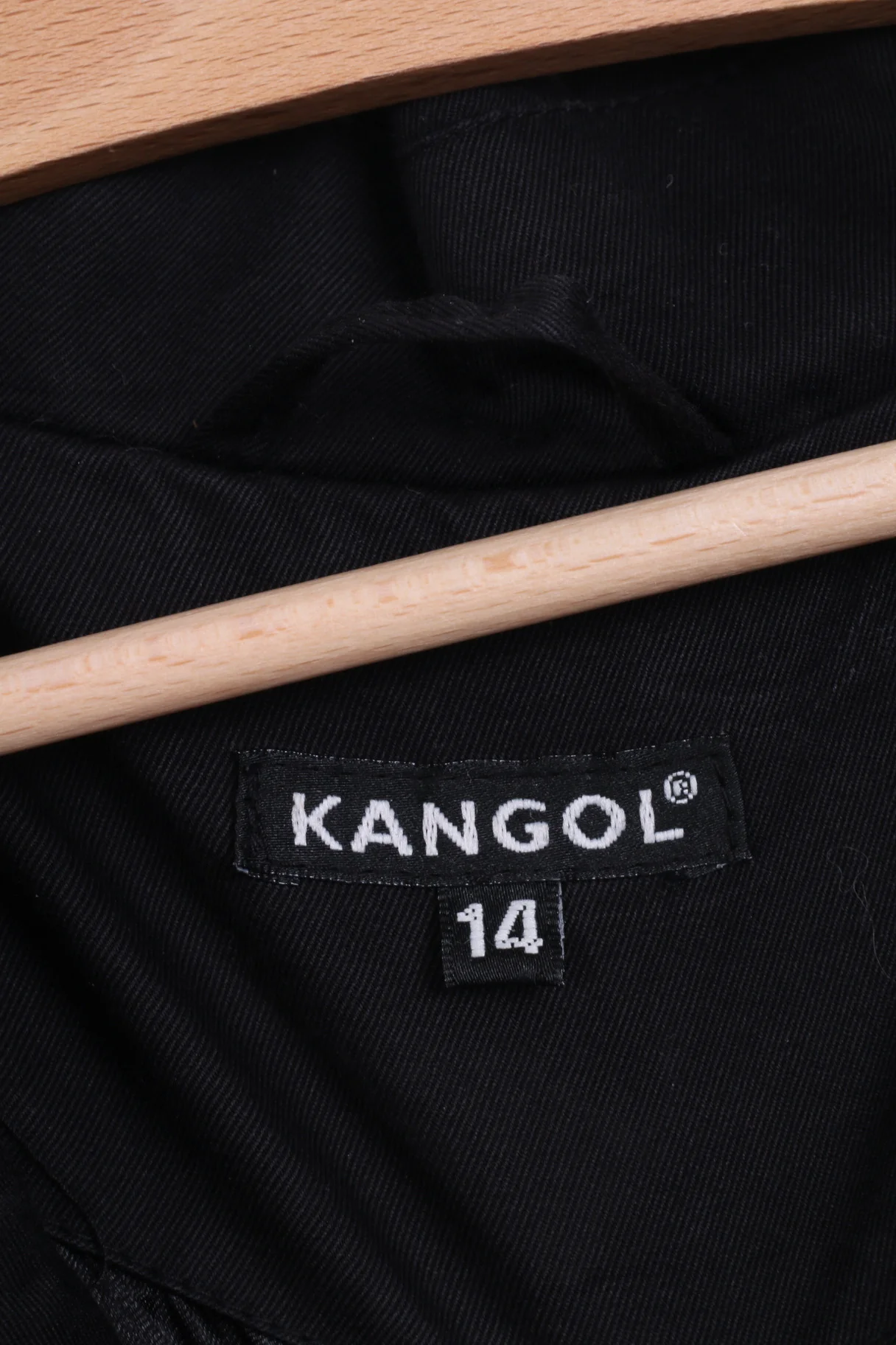 KANGOL Women 14 Jacket Black Buttoned High Low Classic Cotton Top - Image 5