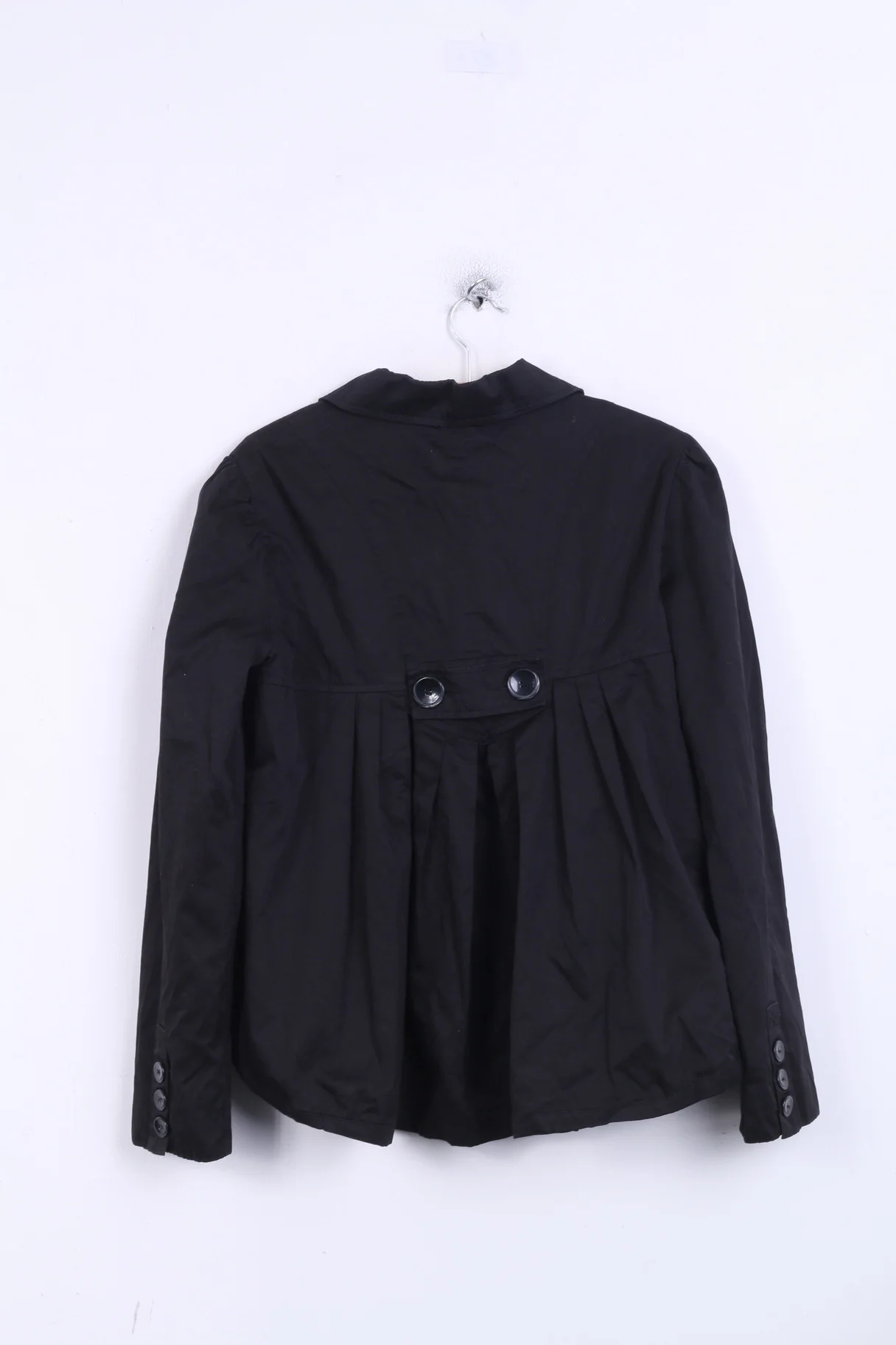 KANGOL Women 14 Jacket Black Buttoned High Low Classic Cotton Top - Image 7