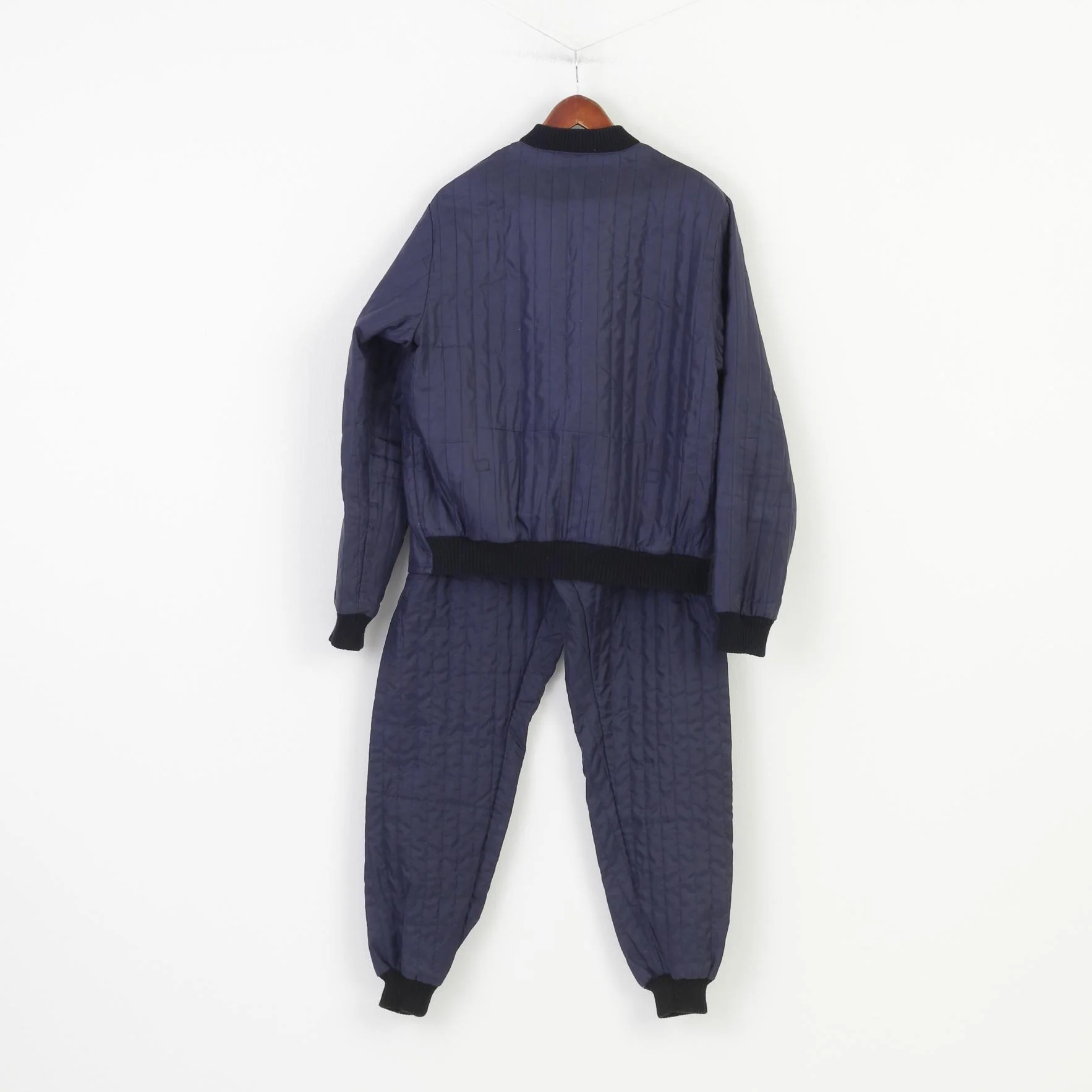 Kansas Men L Tracksuit Navy Thermo Full Zipper Padded Polyester 2 Piece Vintage - Image 13