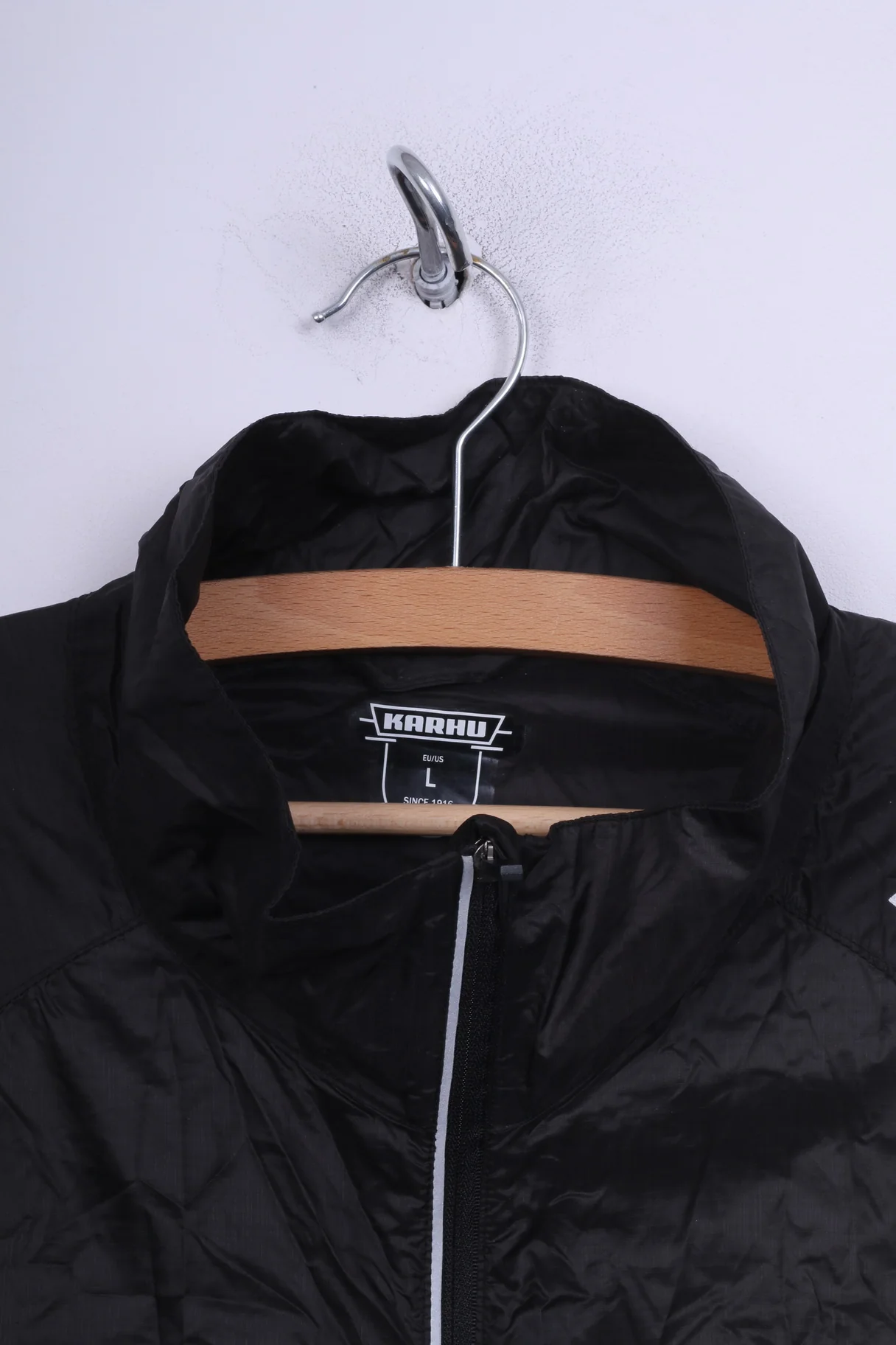 Karhu Mens L Jacket Full Zipper Black Nylon Waterproof Lightweight - Image 2