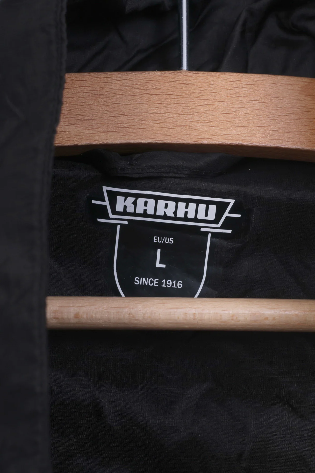 Karhu Mens L Jacket Full Zipper Black Nylon Waterproof Lightweight - Image 5
