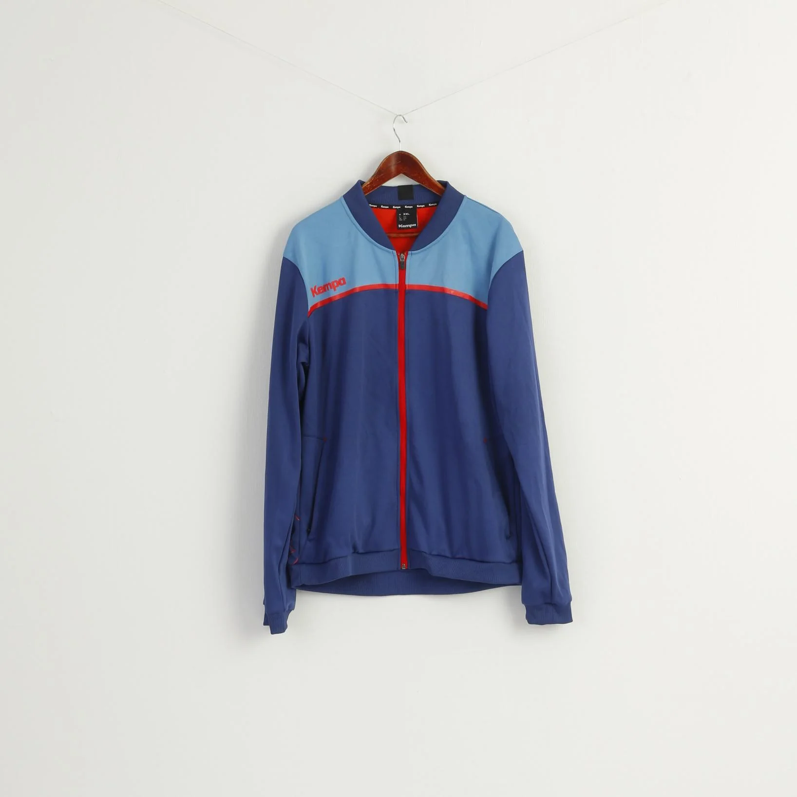 Kempa Men XXL Sweatshirt Blue Shiny Zip Up Sportswear Activewear Track Top - Image 2
