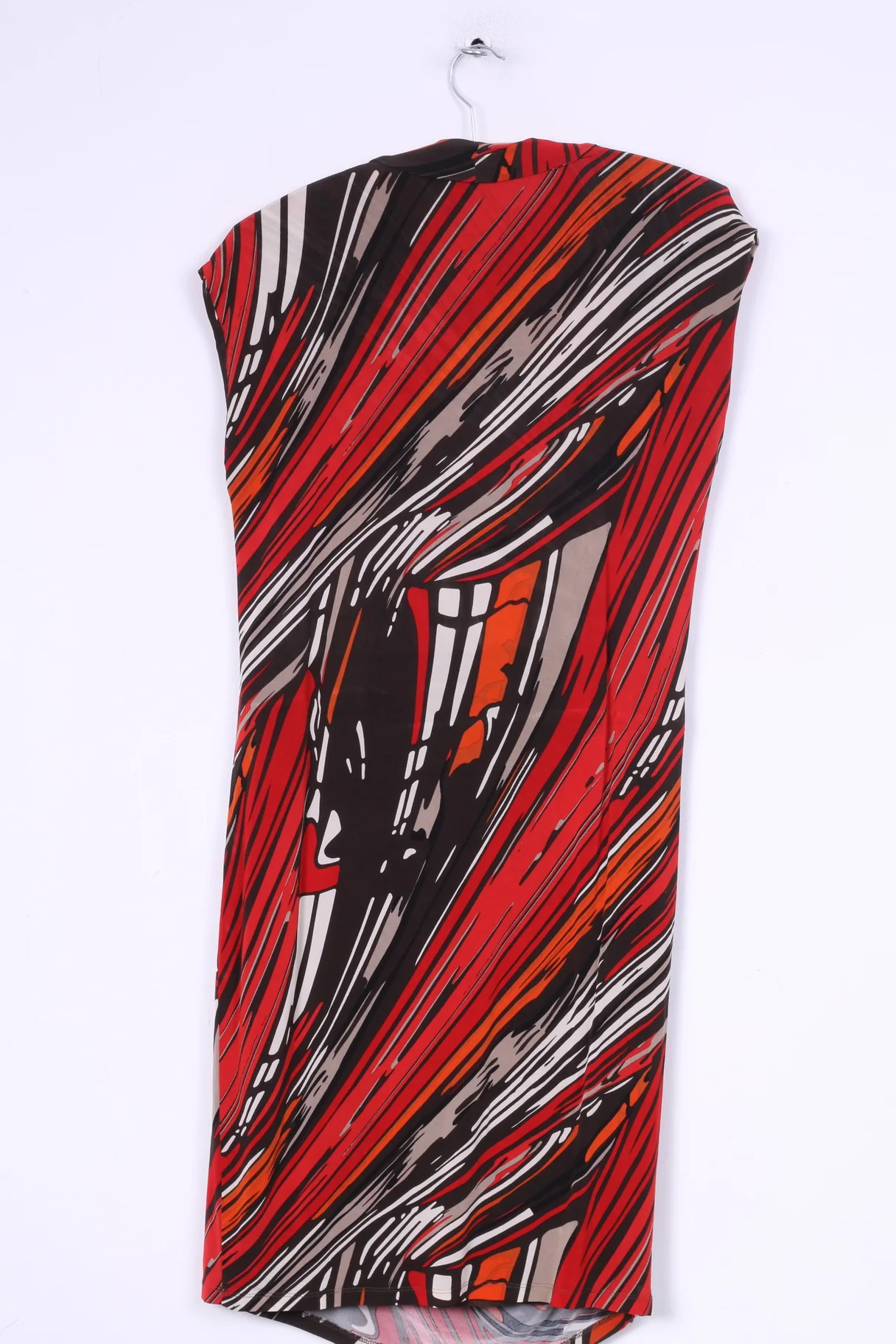 Kenneth Cole Womens M Dress Red Brown printed Fitted Stretch - Image 4
