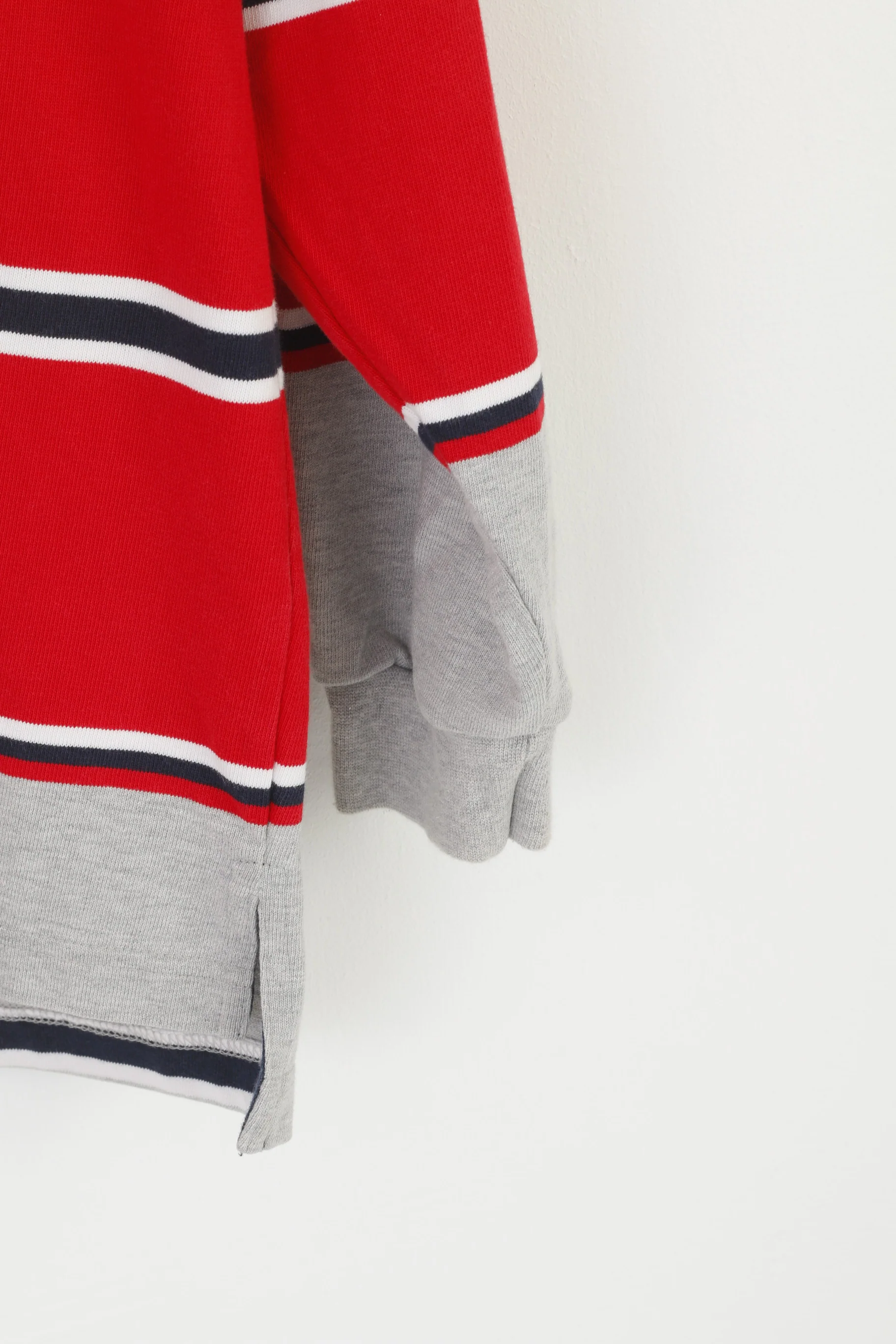 Key West American Sportswear Men L Polo Shirt Gray Striped Cotton Classic Long Sleeve Top - Image 3