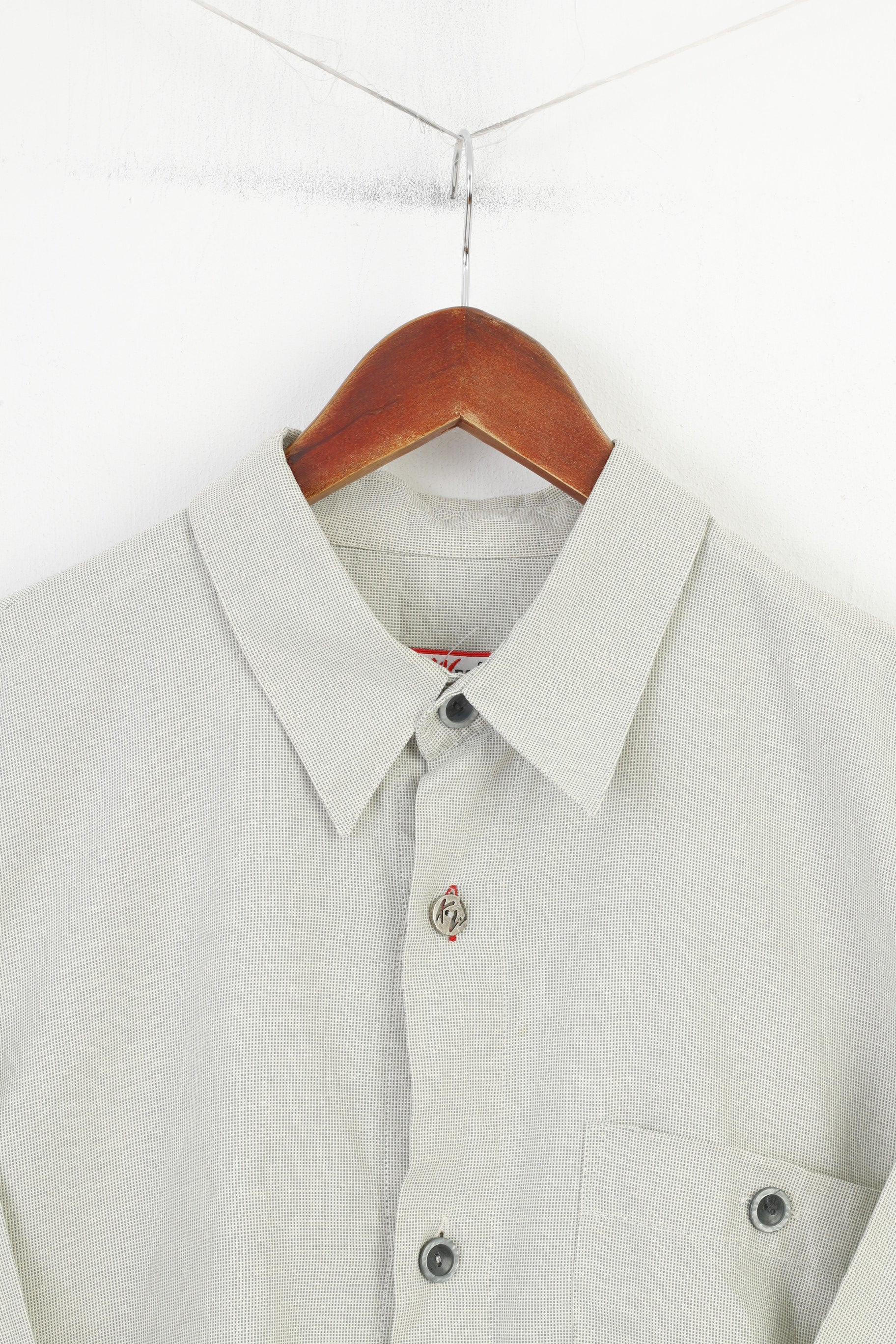 Key West Men L 2XL Casual Shirt Green Checkered Detailed Buttons Cotton Short Sleeve Top - Image 2