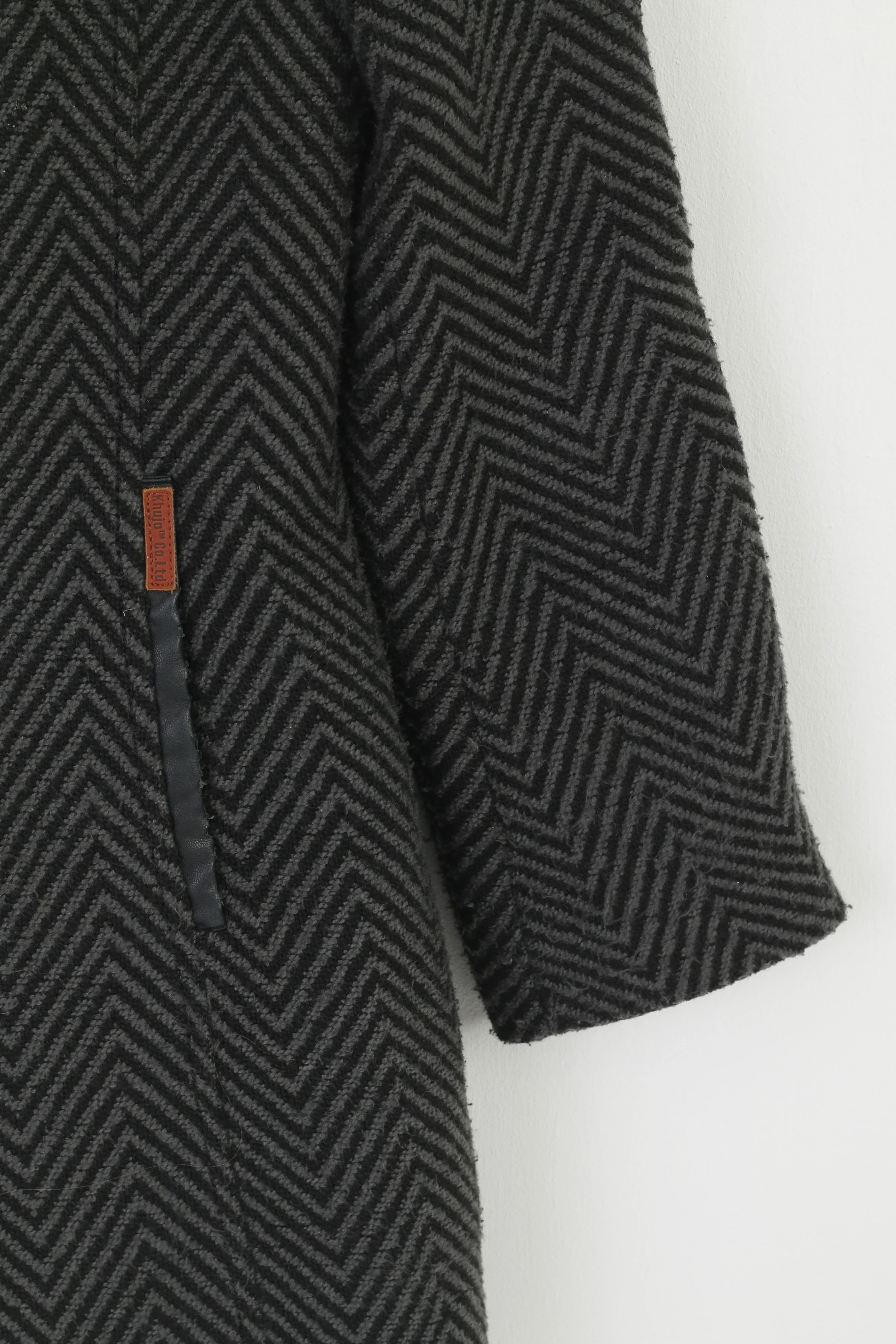 Khujo Women L (M) Coat Gray Striped Vintage Inspired Keitlin Full Zipper Top - Image 3