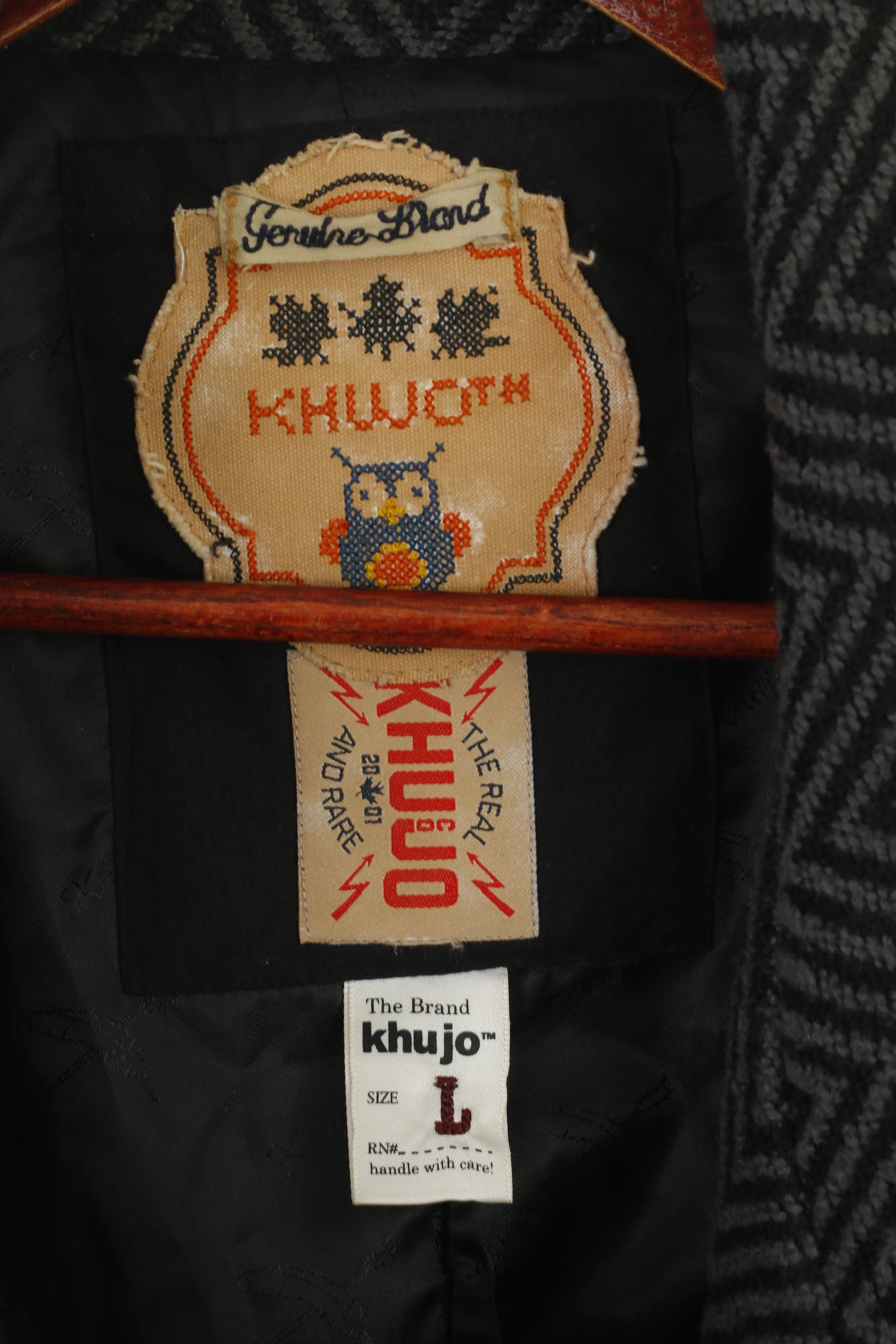 Khujo Women L (M) Coat Gray Striped Vintage Inspired Keitlin Full Zipper Top - Image 4