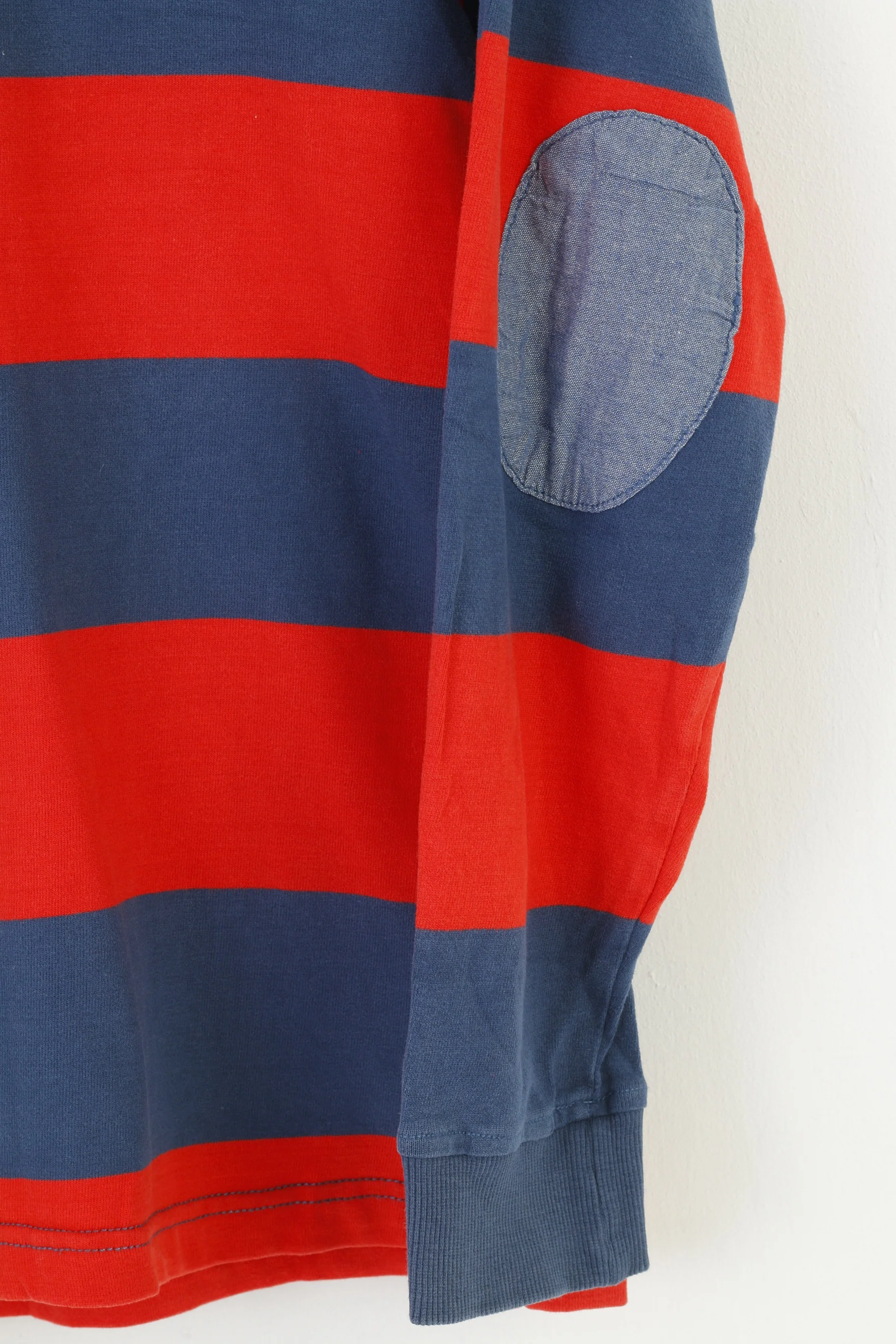 Kids By Lindex Boys 158 Polo Shirt Long Sleeve Striped Cotton Navy Red Vancouver University Top - Image 3