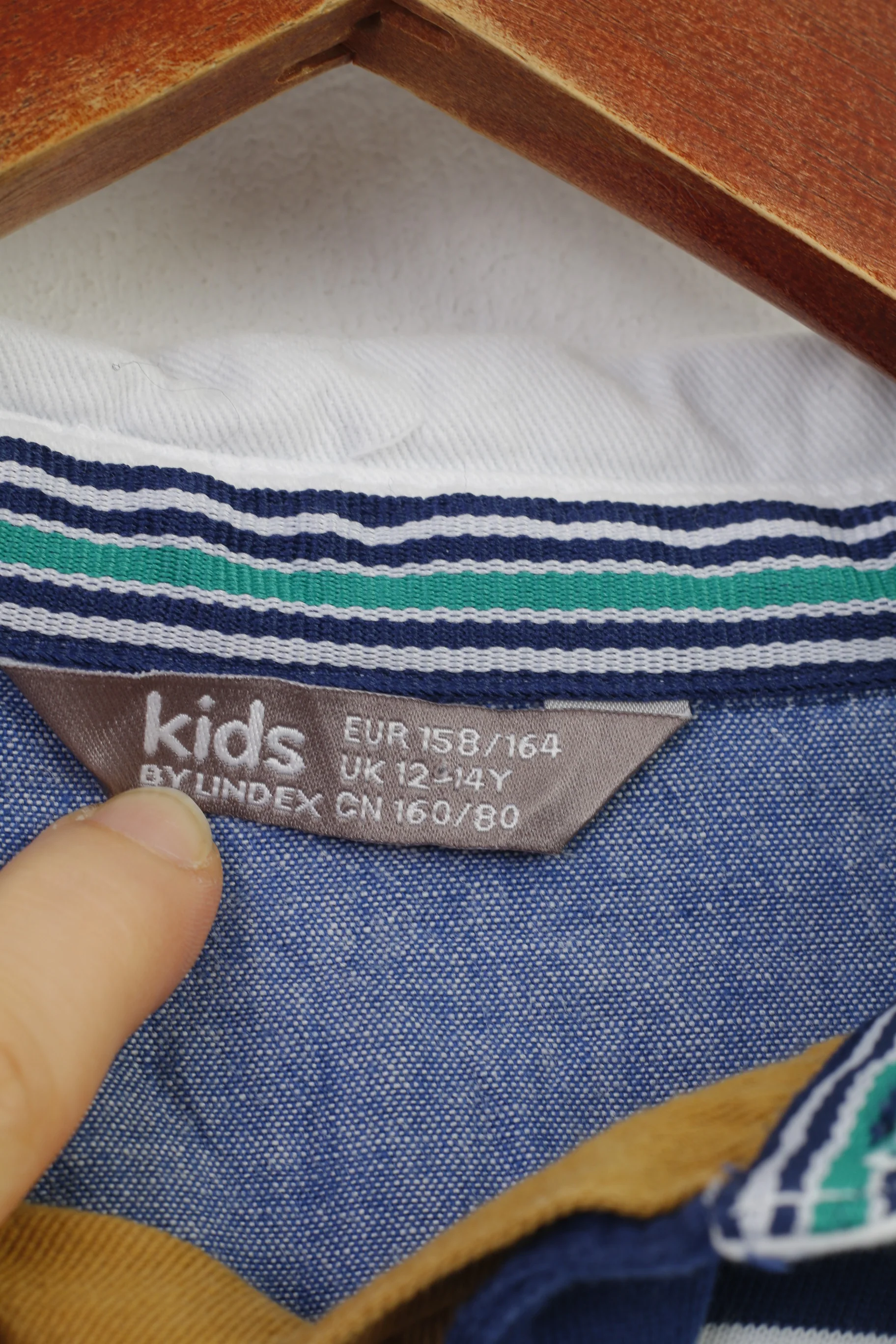 Kids By Lindex Boys 164 14 Age Polo Shirt Long Sleeve Striped Cotton Classic Heritage #9 Top - Image 6