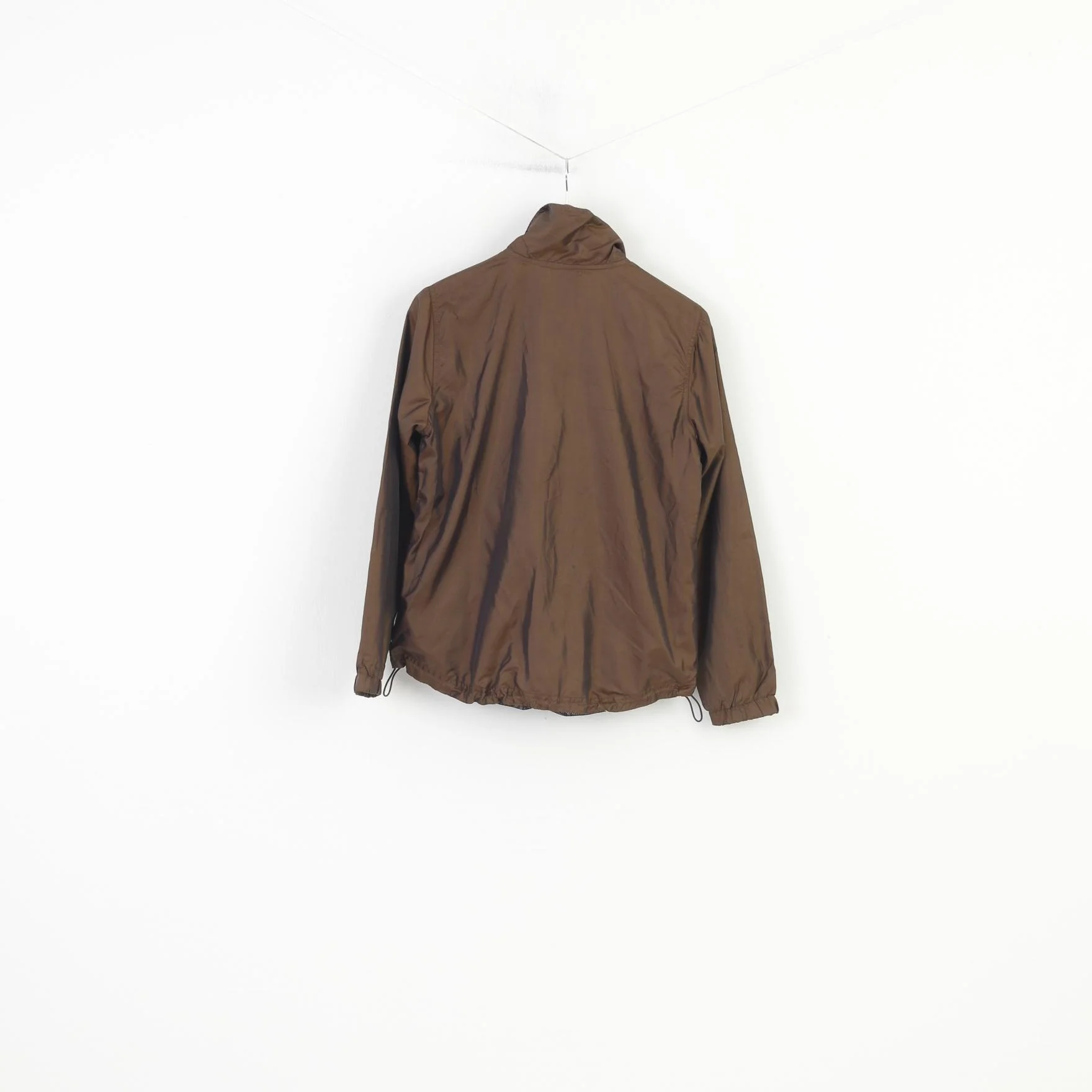 Kim Rogers Women M Jacket Brown Shiny Nylon Full Zipper Collar Vintage Top - Image 6
