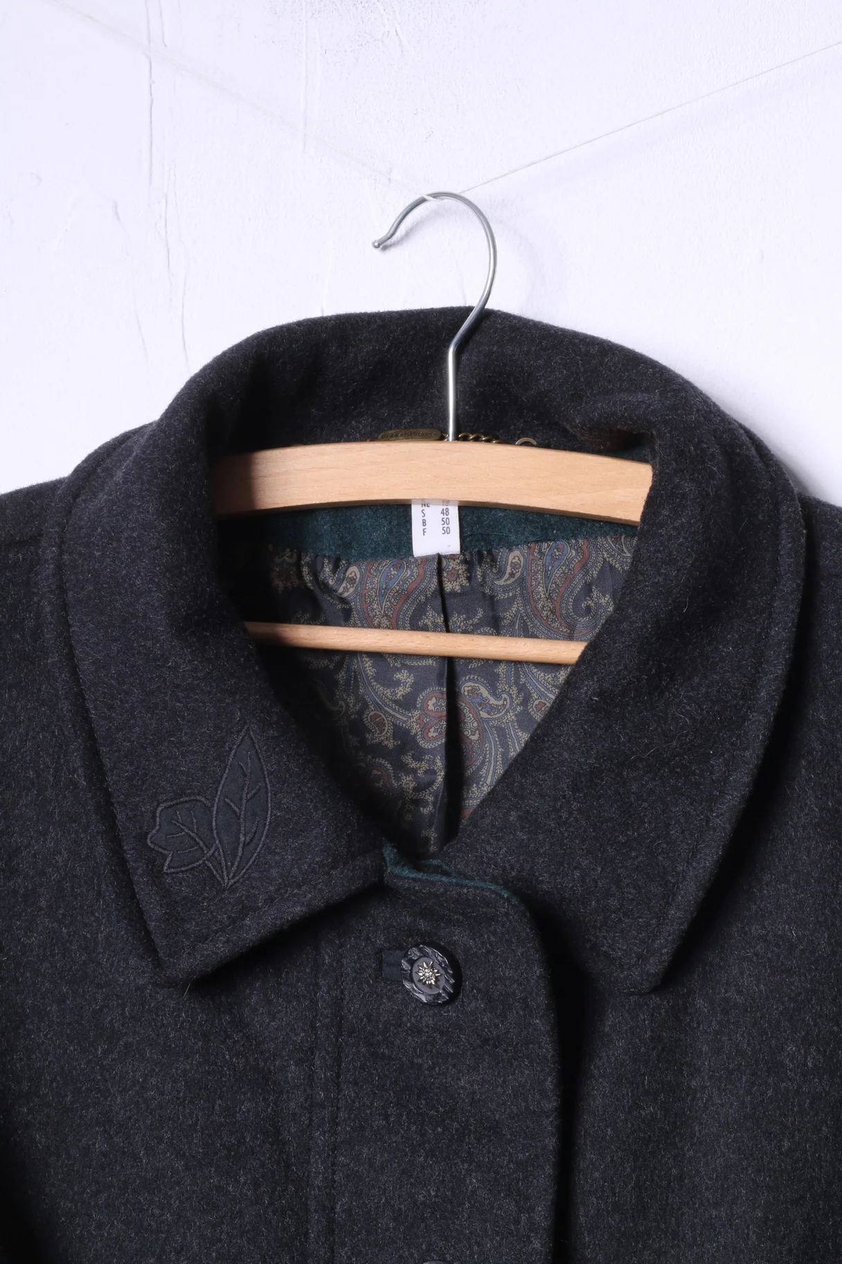 Kohler &Krenzer Alpacca Loden Women 48 2XL Jacket Wool Dark Grey Buttons Front - Image 2
