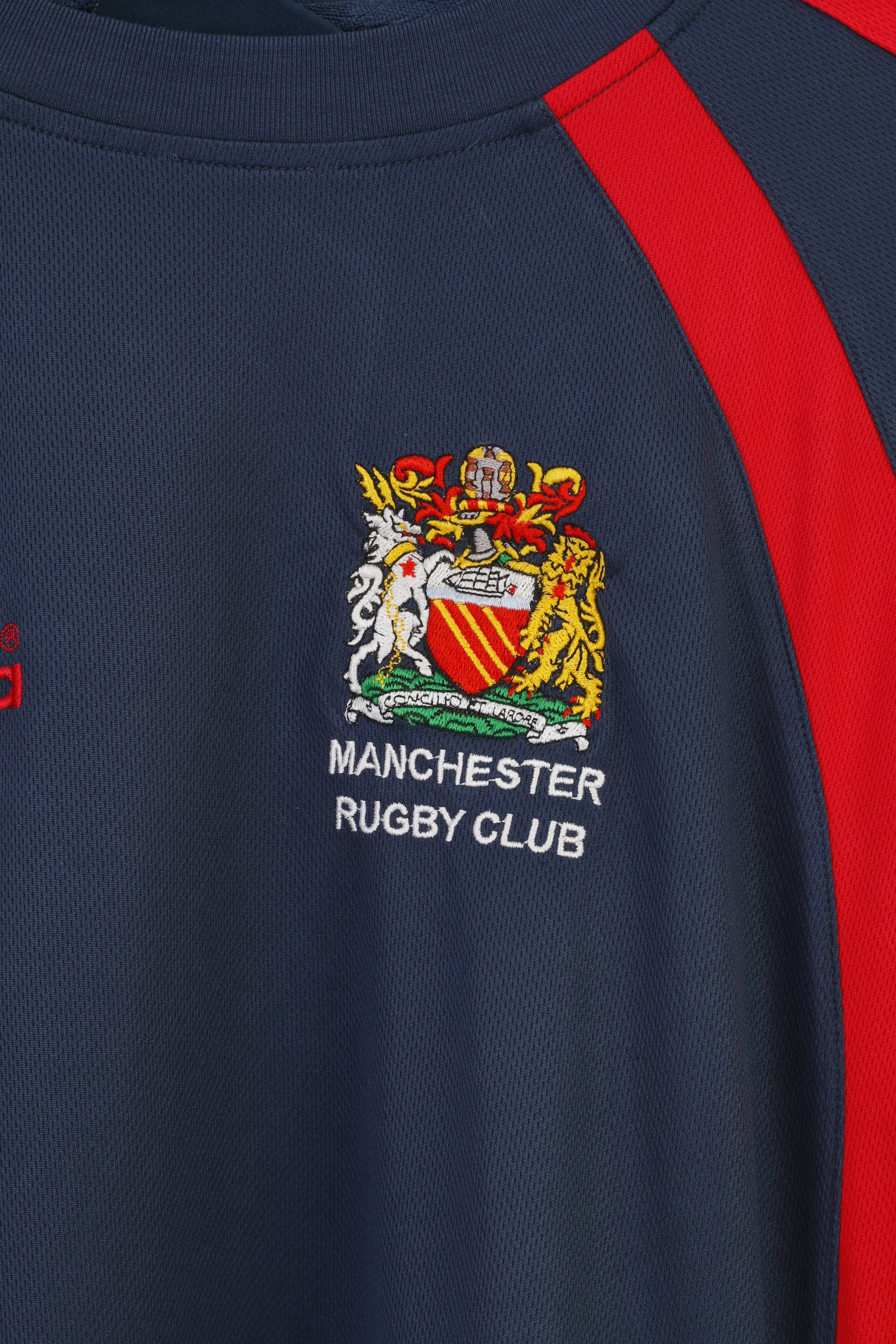 Kooga Men L Shirt Training Sportswear Short Sleeve Navy Vintage Manchester Rugby Club Top - Image 4